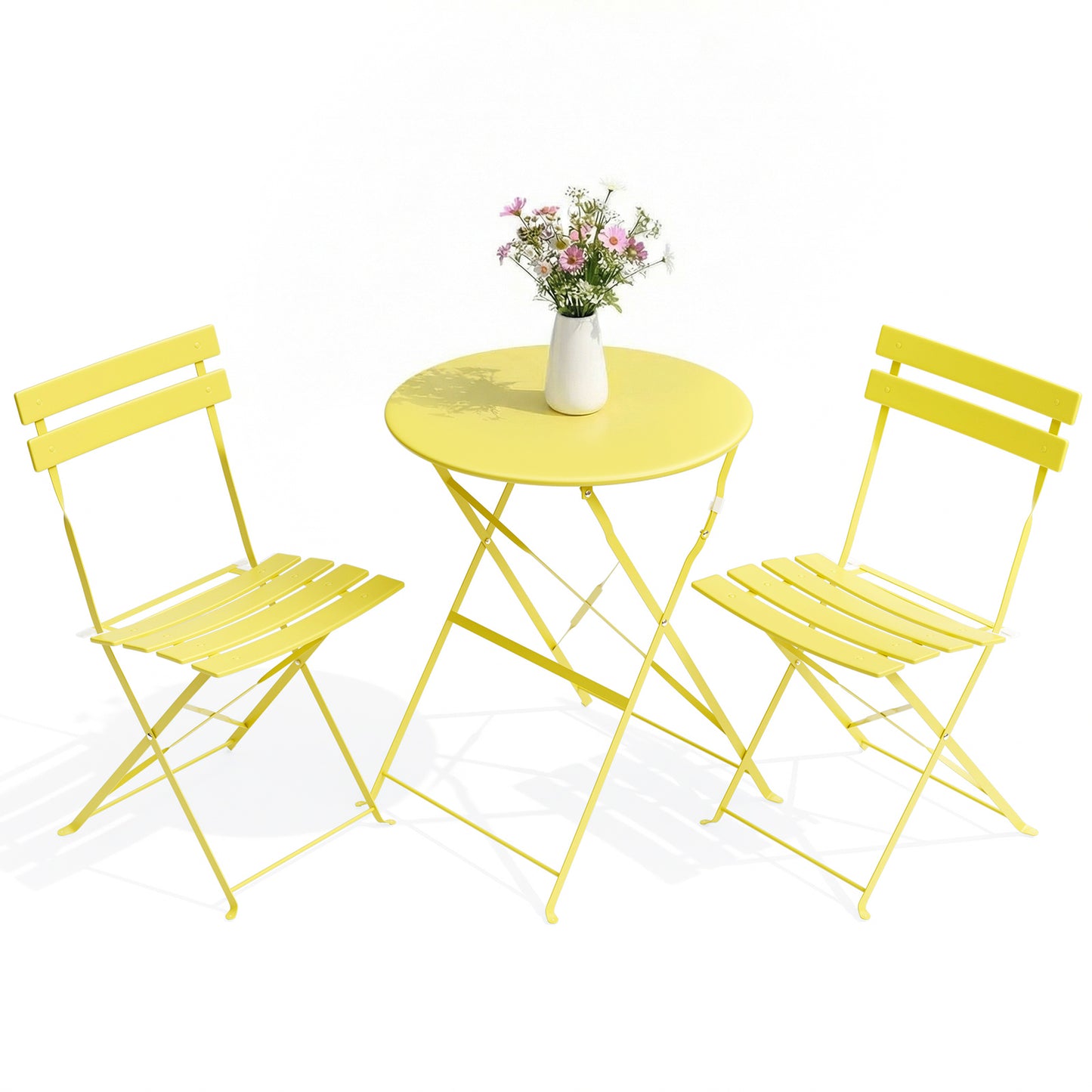 LIFERUN 3-Piece Folding Bistro Set, Outdoor Table and Chairs Set of 2, Weatherproof Patio Furniture for Garden, Balcony, Porch, Green