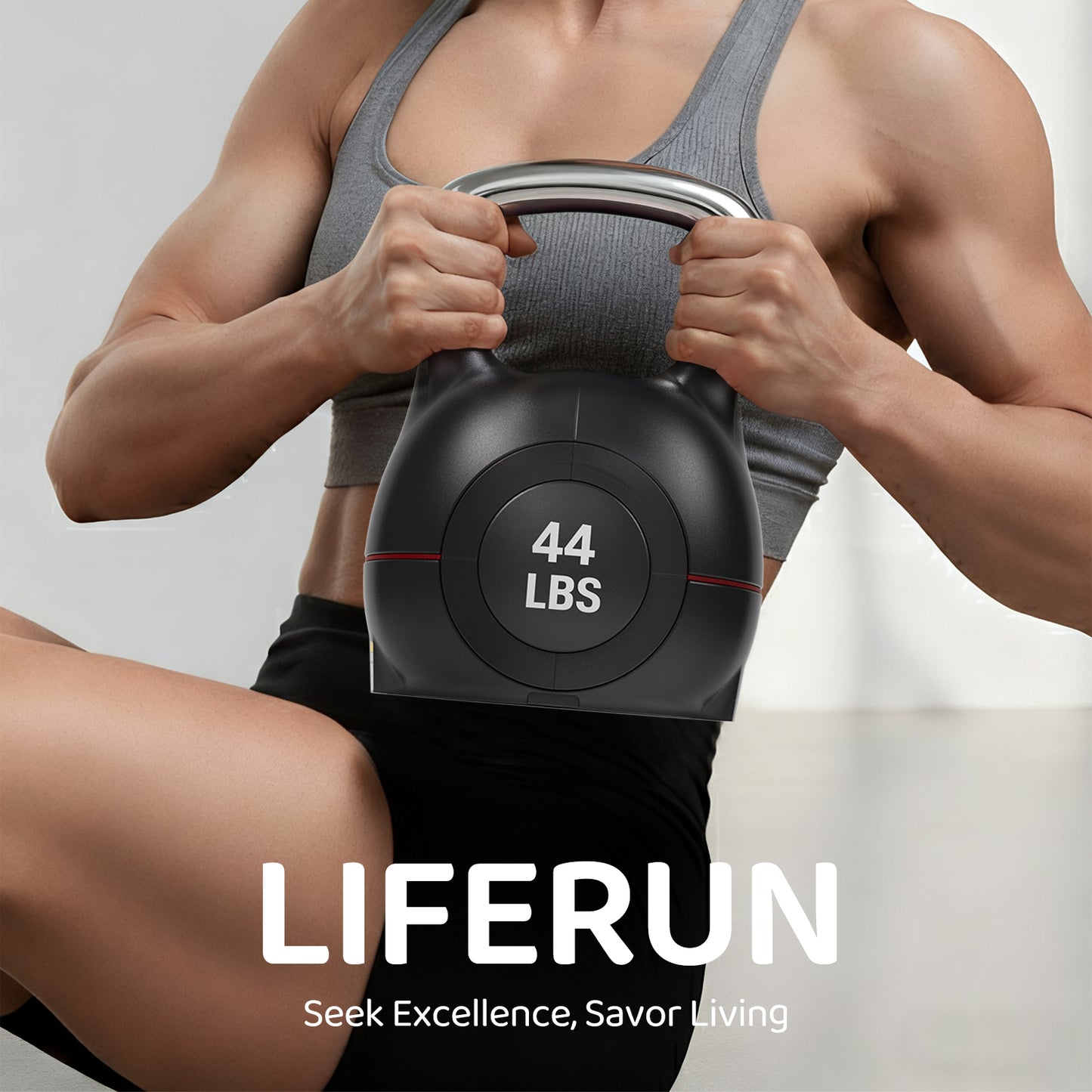 LIFERUN Adjustable Kettlebell Set - 7in1 Kettlebells, Choose 22.5 lb or 44 lb, Quick-Change Weight Dial & Safety Lock, Space-Saving, Full-Body Workout & Cross-Training