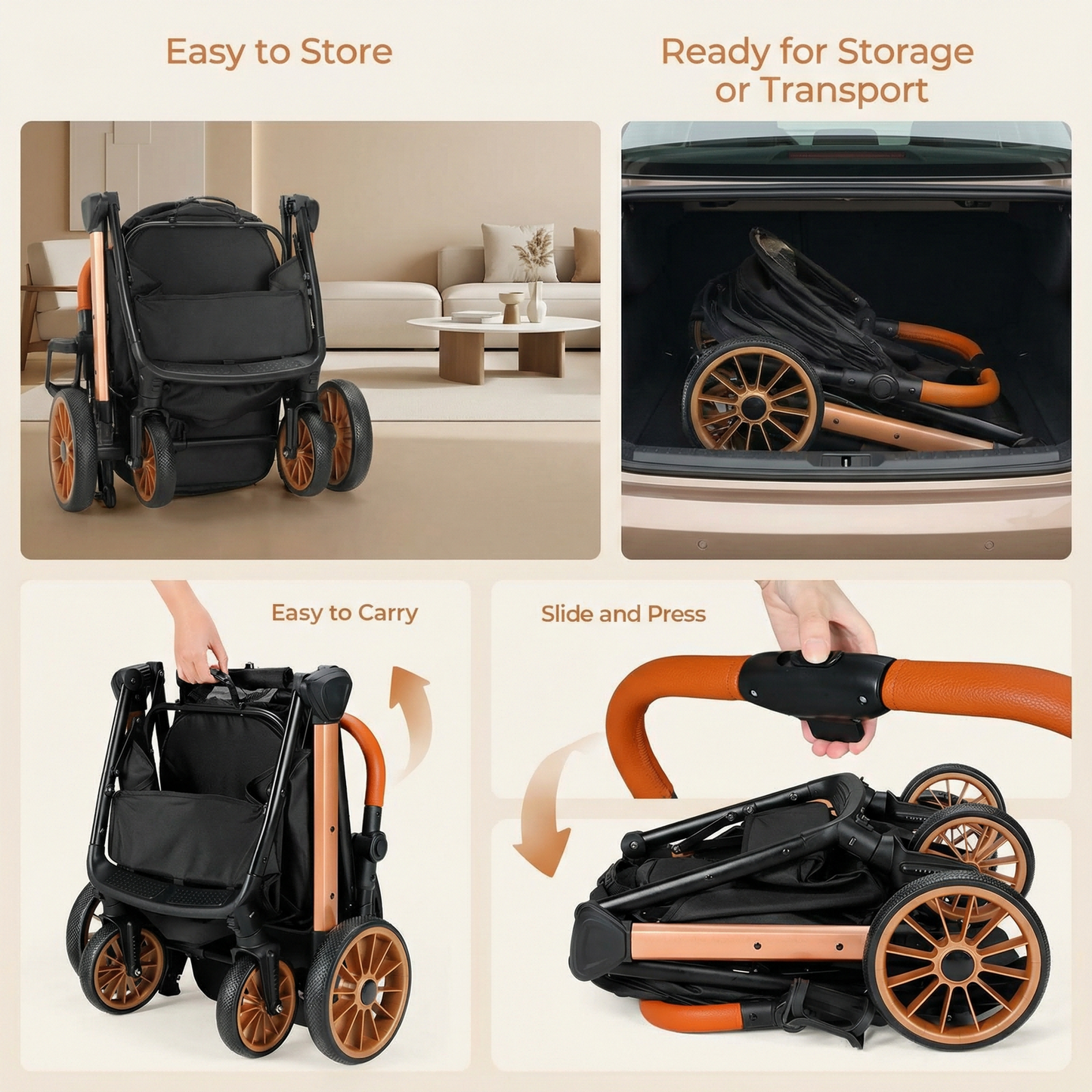 LIFERUN Foldable Dog Stroller for Medium Dogs Cats up to 55 lbs, Aluminum and Carbon Steel Frame Pet Stroller, Height-Adjustable Handle, 4 wheels, Black