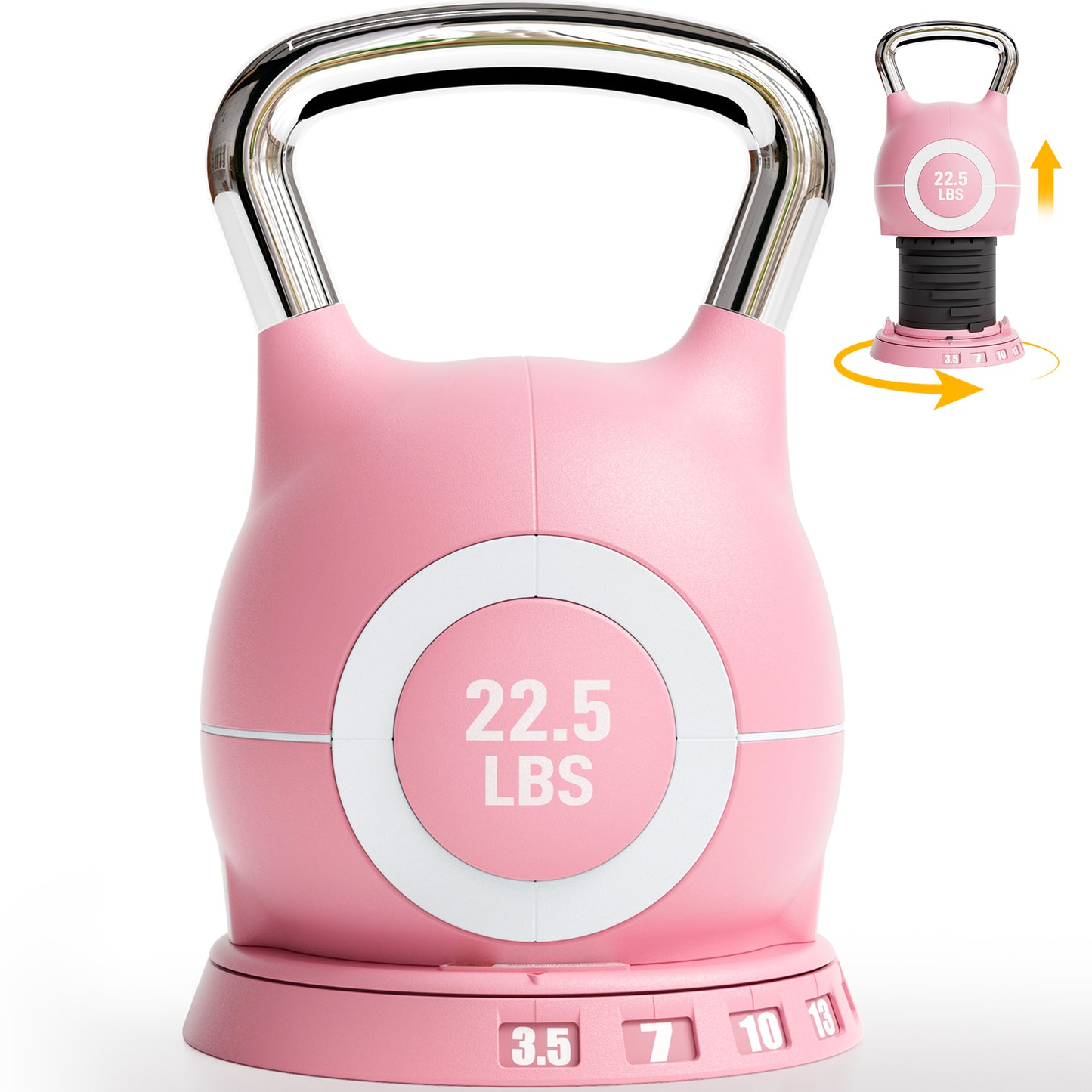 LIFERUN Adjustable Kettlebell Set - 7in1 Kettlebells, Choose 22.5 lb  or 44 lb, Quick-Change Weight Dial & Safety Lock, Space-Saving, Full-Body Workout & Cross-Training