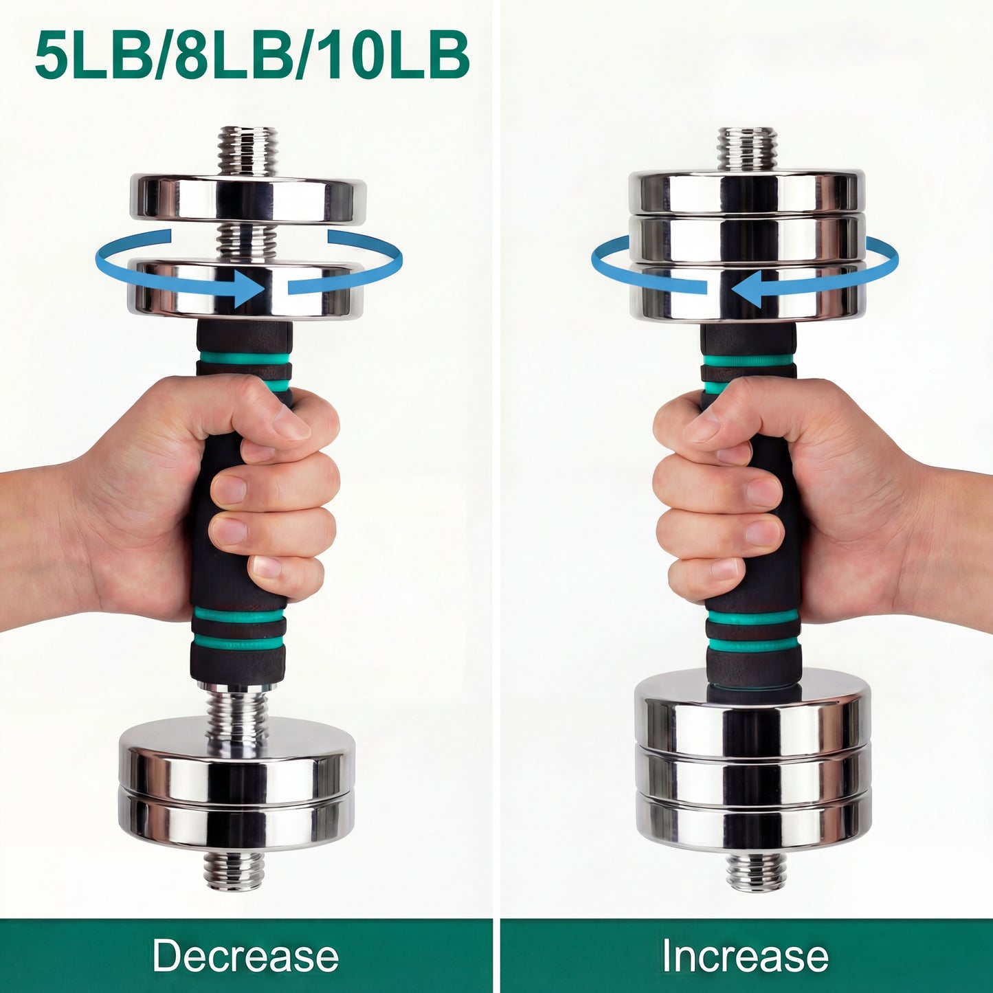 LIFERUN Steel Adjustable Dumbbell Set of 2, 5/10/15lb Free Weights  Dumbbells Set, Non-Slip and Comfortable Foam Handle, for Home Gym Office Exercise