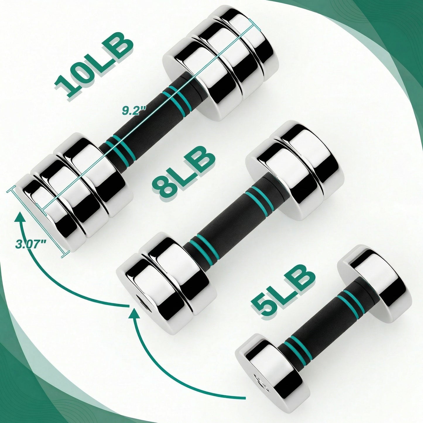 LIFERUN Steel Adjustable Dumbbell Set of 2, 5/10/15lb Free Weights  Dumbbells Set, Non-Slip and Comfortable Foam Handle, for Home Gym Office Exercise