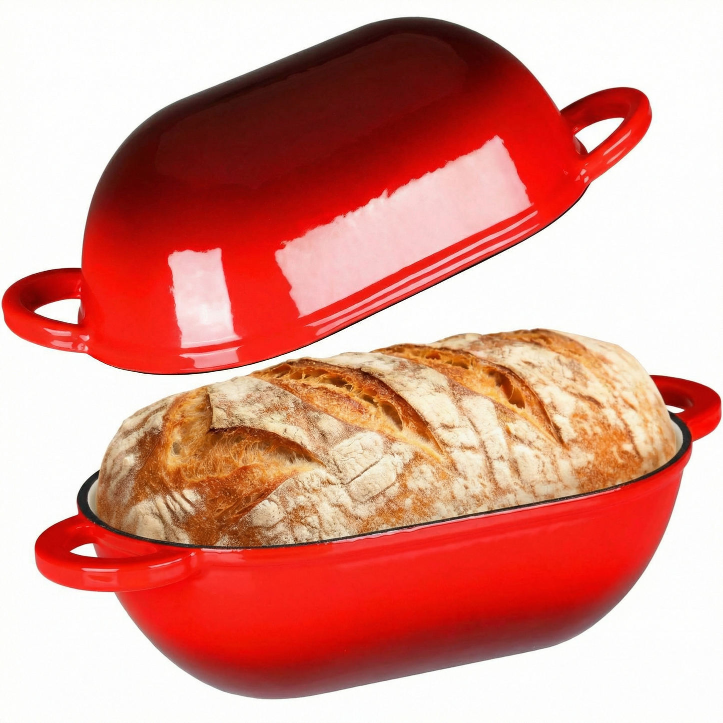 LIFERUN 2.5qt Enameled Cast Iron Dutch Oven for Sourdough Bread Baking, Bread Dutch Oven Pot with Lid, Non-Stick, Easy Clean, Blue