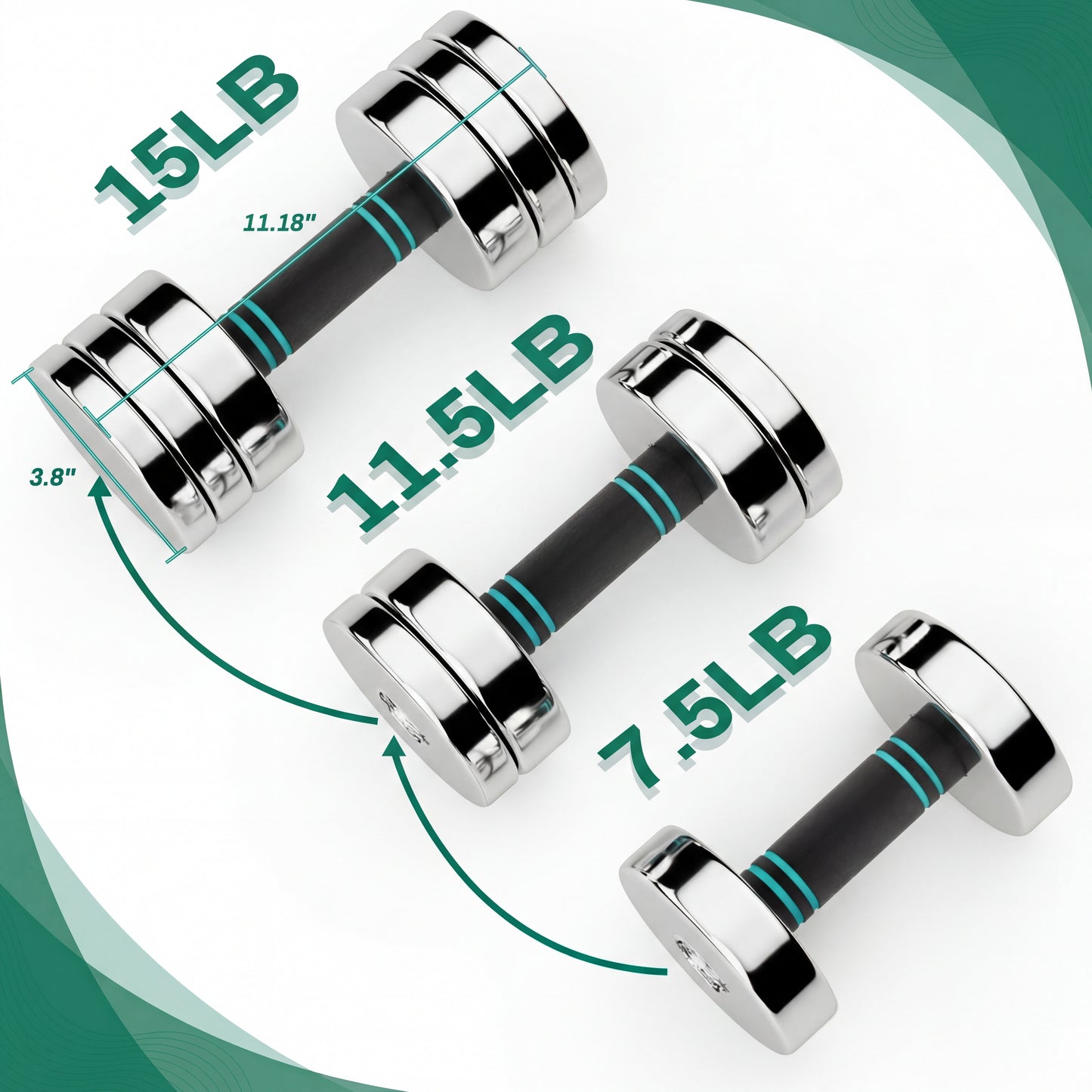 LIFERUN Steel Adjustable Dumbbell Set of 2, 5/10/15lb Free Weights  Dumbbells Set, Non-Slip and Comfortable Foam Handle, for Home Gym Office Exercise