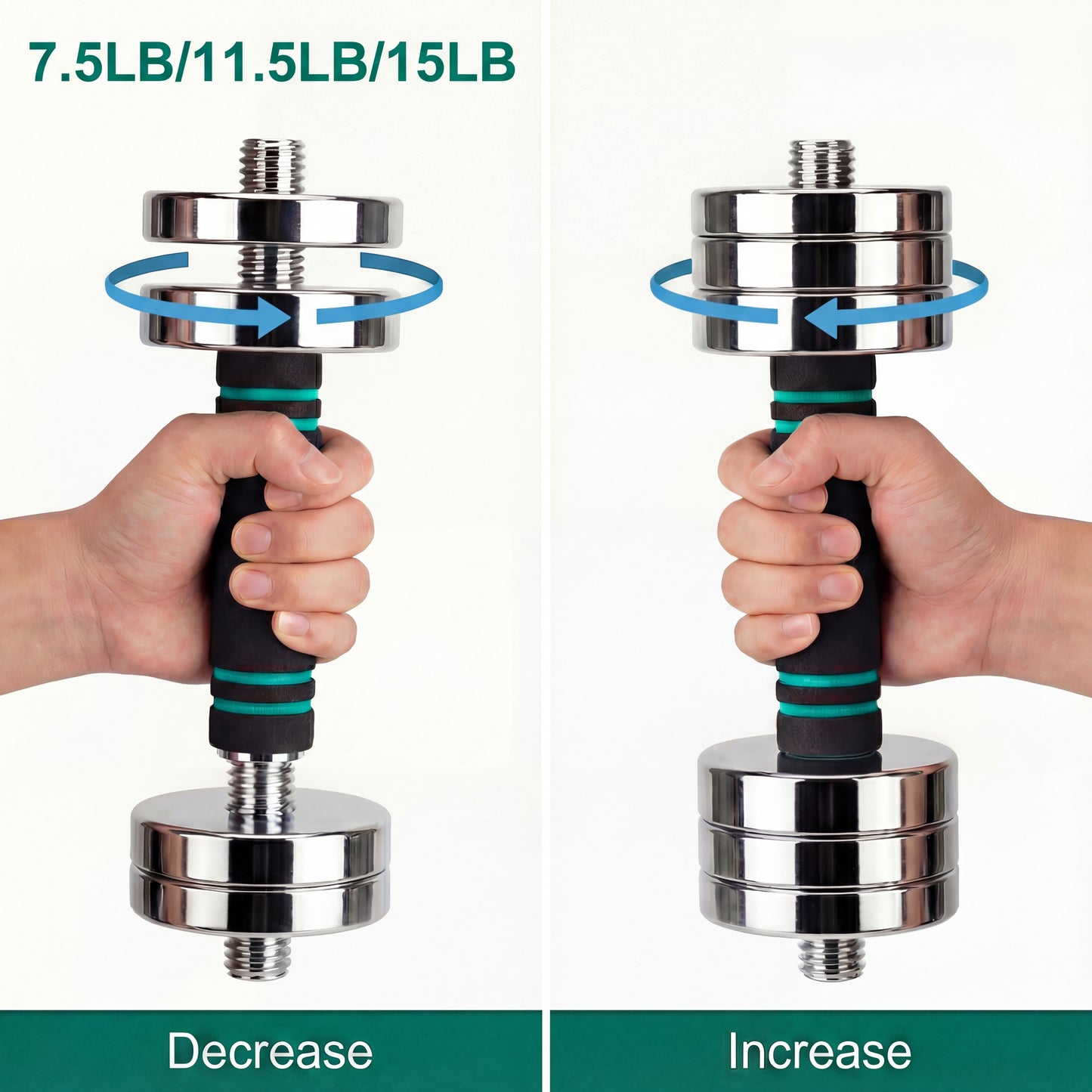 LIFERUN Steel Adjustable Dumbbell Set of 2, 5/10/15lb Free Weights  Dumbbells Set, Non-Slip and Comfortable Foam Handle, for Home Gym Office Exercise