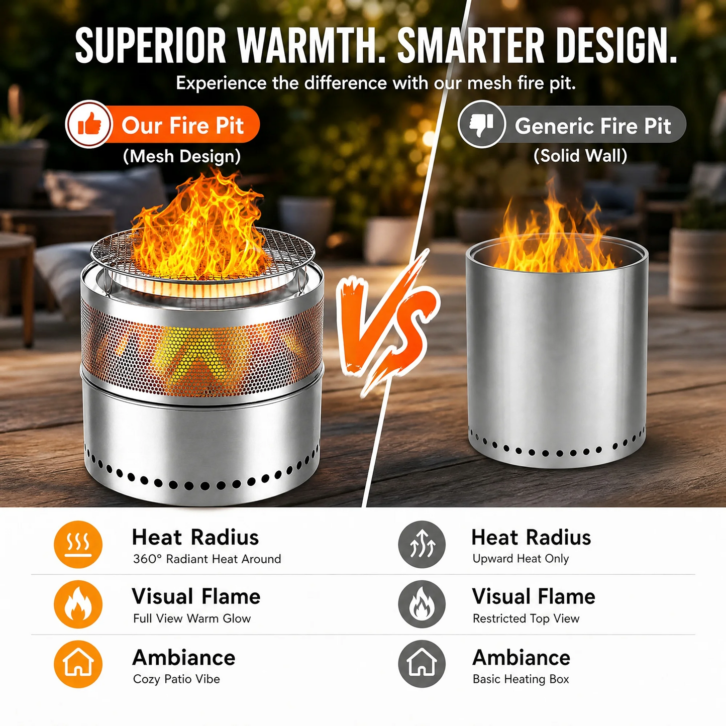 LIFERUN 19.7" Stainless Steel Smokeless Fire Pit with 304 Grill Grate, Outdoor Portable Wood Burning Fire Pit,Removable Ash Pan,Carry Bag,Fire Poker,for Camping, Backyard,Patio,Bonfire