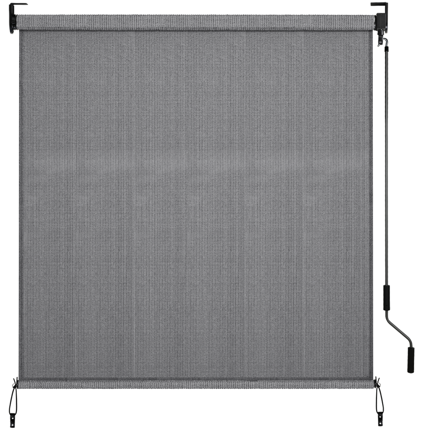 LIFERUN Outdoor Roller Sun Shade 8' W x 6' H, HDPE Shade Cloth, Aluminum Tube with Cordless Wand Crank Operation, Sunshade for Outdoor Pergola Patio, Porch, and Garden