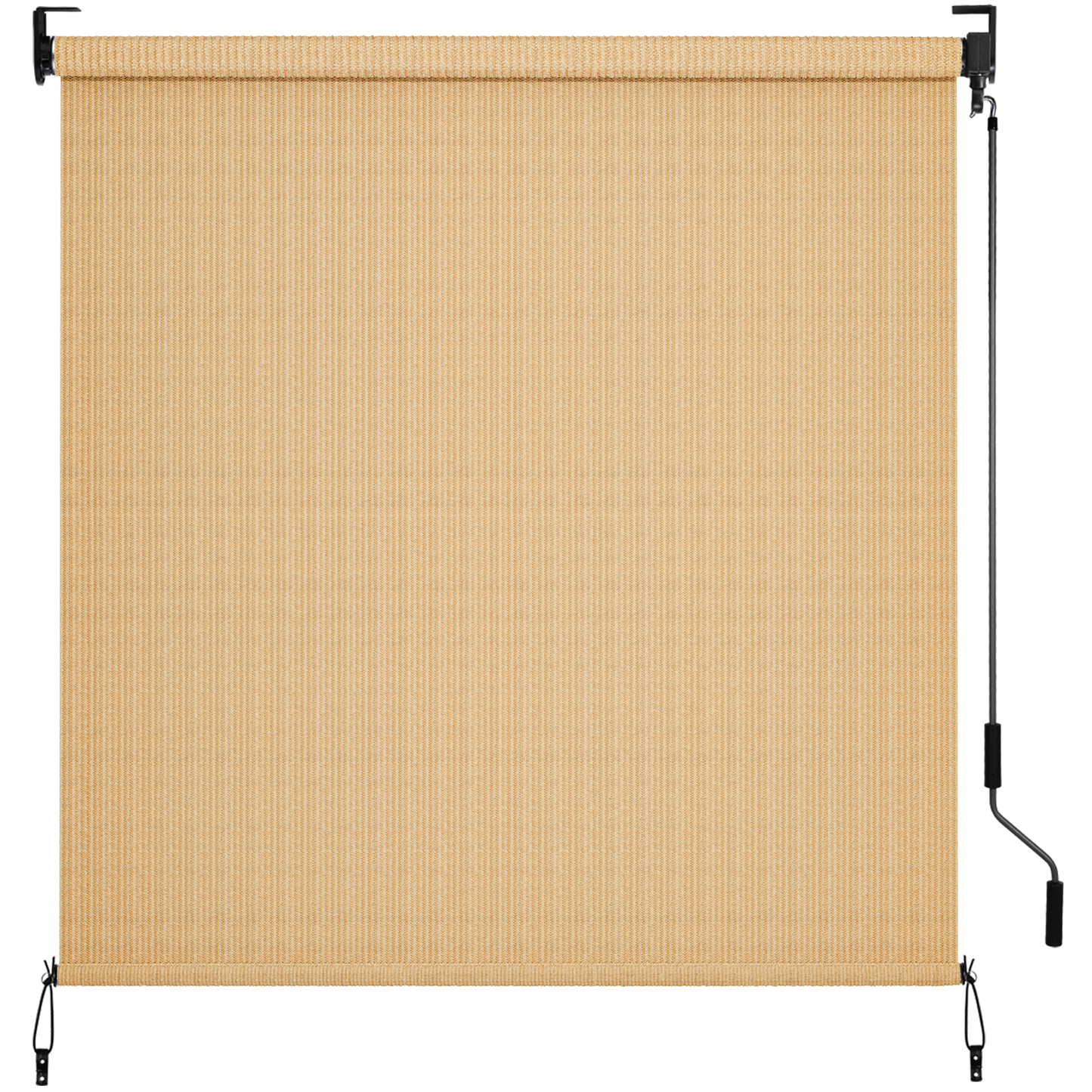LIFERUN Outdoor Roller Sun Shade 8' W x 6' H, HDPE Shade Cloth, Aluminum Tube with Cordless Wand Crank Operation, Sunshade for Outdoor Pergola Patio, Porch, and Garden