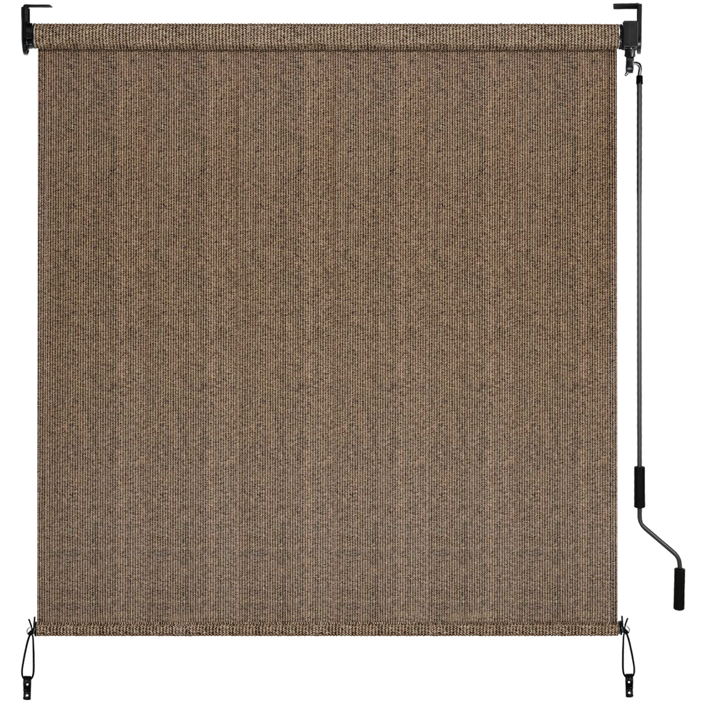 LIFERUN Outdoor Roller Sun Shade 8' W x 6' H, HDPE Shade Cloth, Aluminum Tube with Cordless Wand Crank Operation, Sunshade for Outdoor Pergola Patio, Porch, and Garden