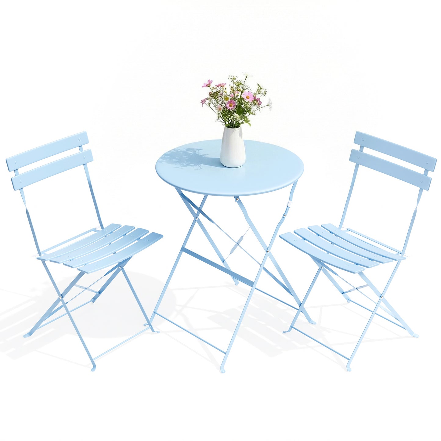 LIFERUN 3-Piece Folding Bistro Set, Outdoor Table and Chairs Set of 2, Weatherproof Patio Furniture for Garden, Balcony, Porch, Green
