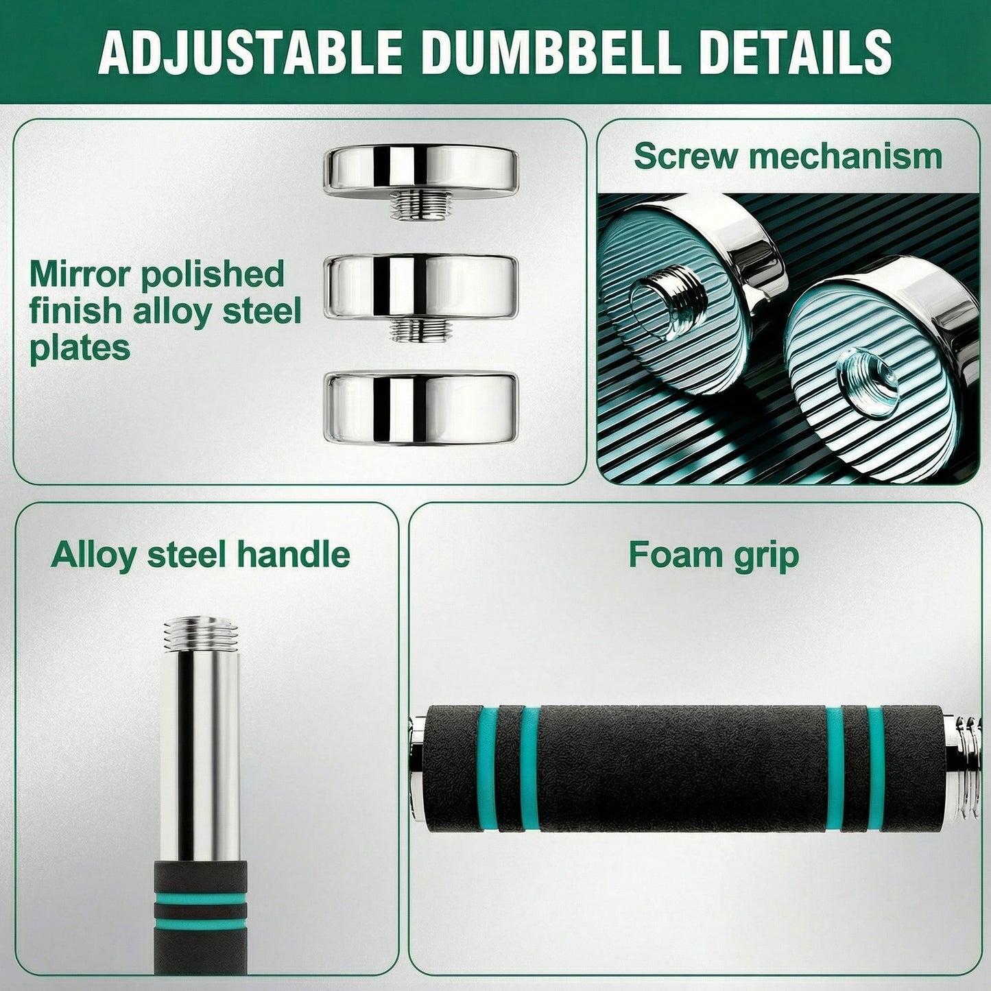 LIFERUN Steel Adjustable Dumbbell Set of 2, 5/10/15lb Free Weights  Dumbbells Set, Non-Slip and Comfortable Foam Handle, for Home Gym Office Exercise