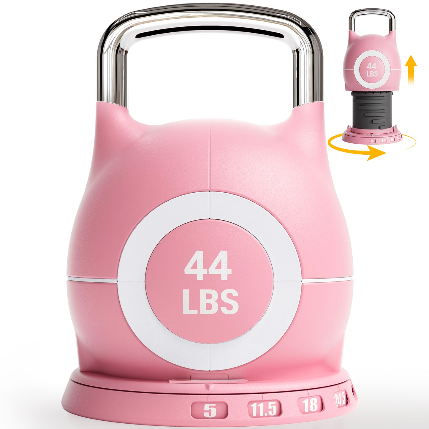 LIFERUN Adjustable Kettlebell Set - 7in1 Kettlebells, Choose 22.5 lb  or 44 lb, Quick-Change Weight Dial & Safety Lock, Space-Saving, Full-Body Workout & Cross-Training
