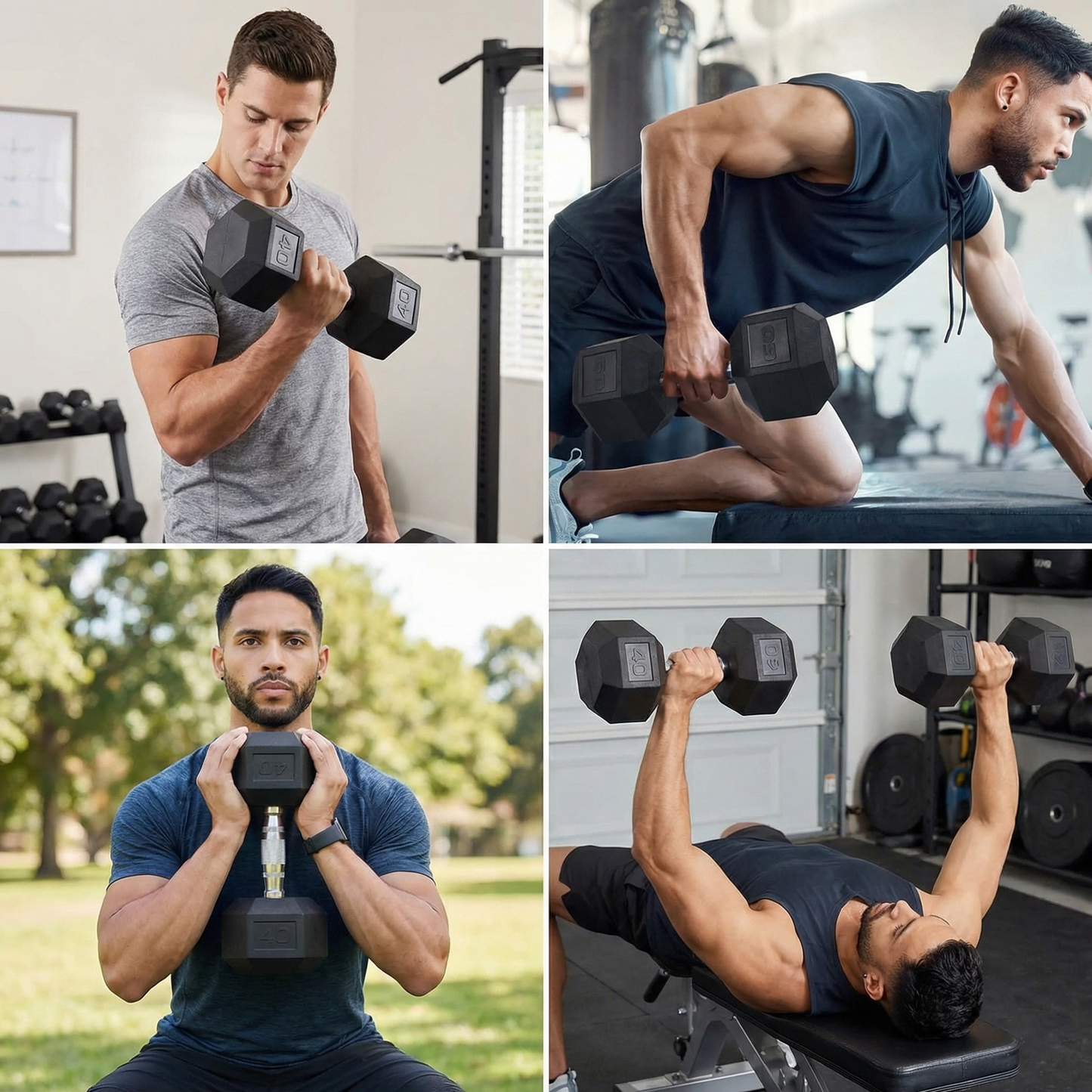 LIFERUN Rubber Coated Cast Iron Dumbbells, Hex Dumbbell Set of 2, Weight 60 lb, Strength Training Weight Set Home Gym