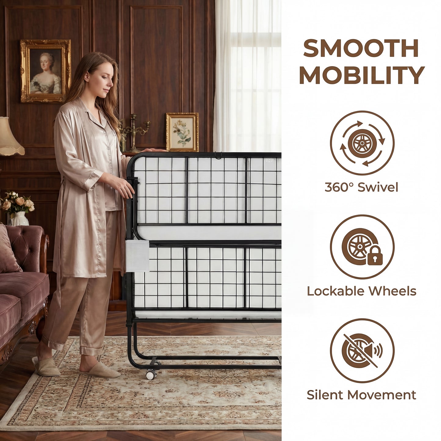 LIFERUN Portable Folding Bed - 75" x 31" Rollaway Bed with Memory Foam Mattress, Sturdy Metal Frame, for Bedroom, Office, Camp