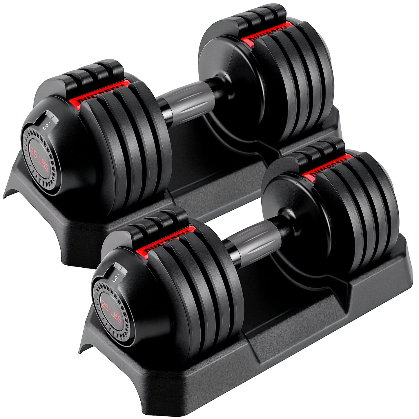 LIFERUN Adjustable Dumbbells Set with 5 Weight Levels, 25 LB Dumbbells with Storage Base, 1-Second Dial Adjustment, Space Saving for Men & Women, for Beginners & Body Shaping Home Training