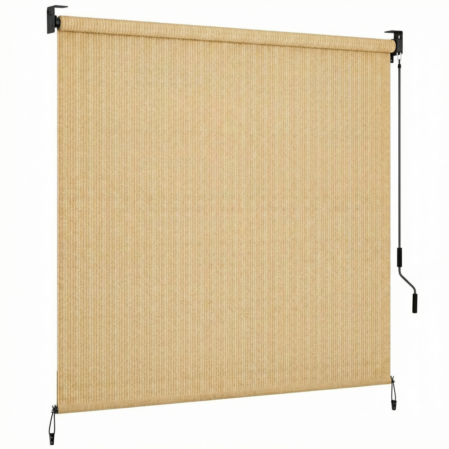 LIFERUN Outdoor Roller Sun Shade 8' W x 6' H, HDPE Shade Cloth, Aluminum Tube with Cordless Wand Crank Operation, Sunshade for Outdoor Pergola Patio, Porch, and Garden