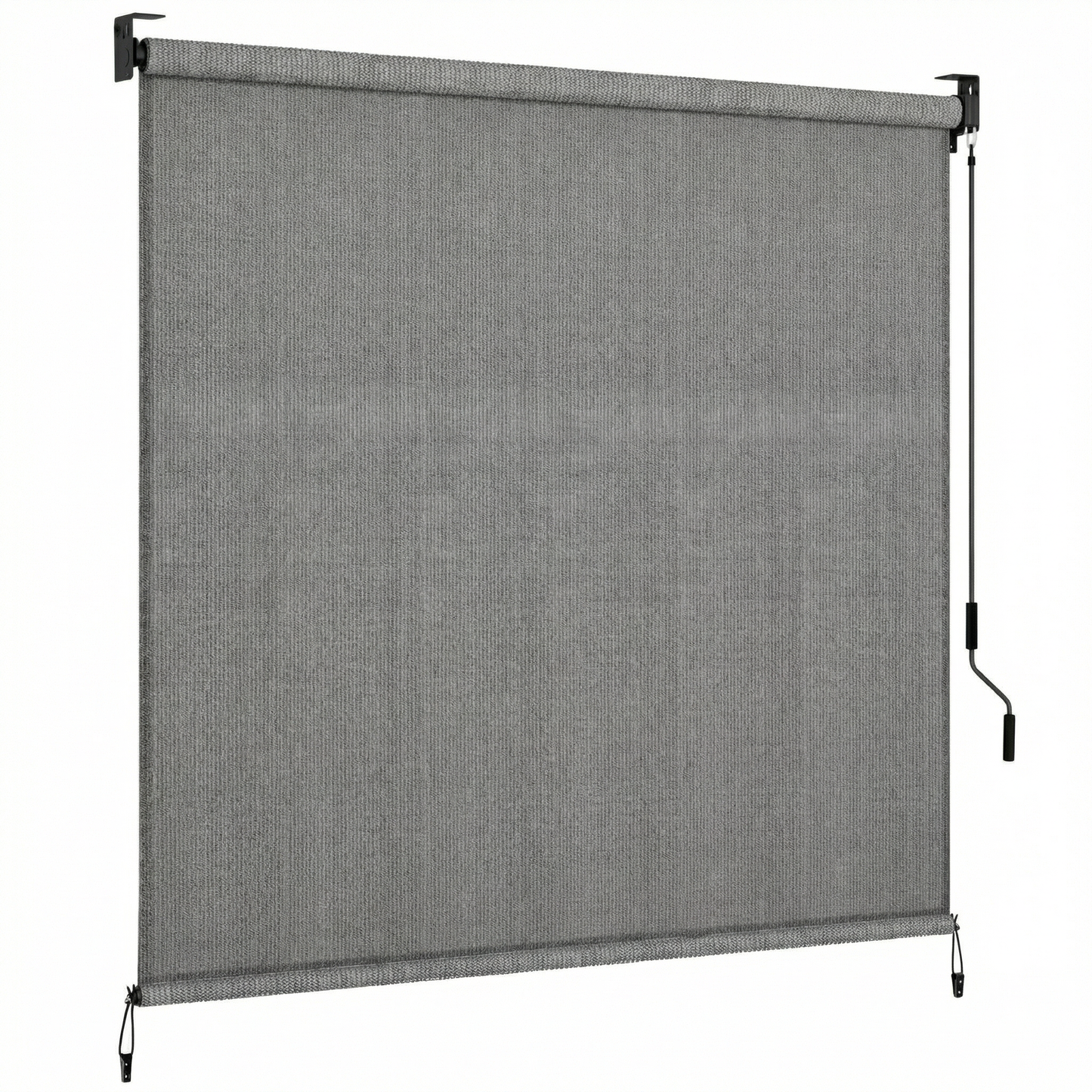 LIFERUN Outdoor Roller Sun Shade 8' W x 6' H, HDPE Shade Cloth, Aluminum Tube with Cordless Wand Crank Operation, Sunshade for Outdoor Pergola Patio, Porch, and Garden