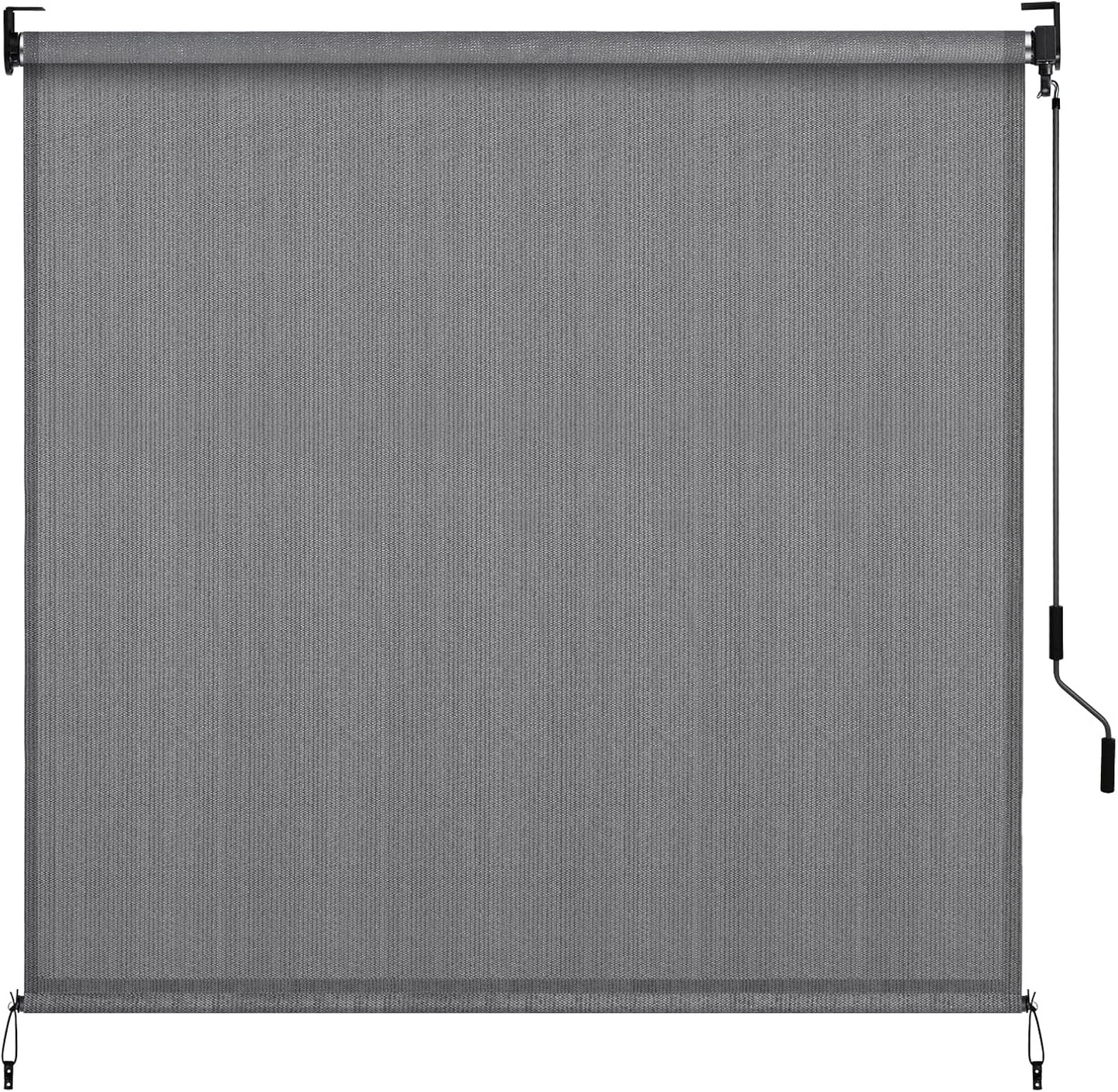 LIFERUN Outdoor Roller Sun Shade 8' W x 6' H, HDPE Shade Cloth, Aluminum Tube with Cordless Wand Crank Operation, Sunshade for Outdoor Pergola Patio, Porch, and Garden