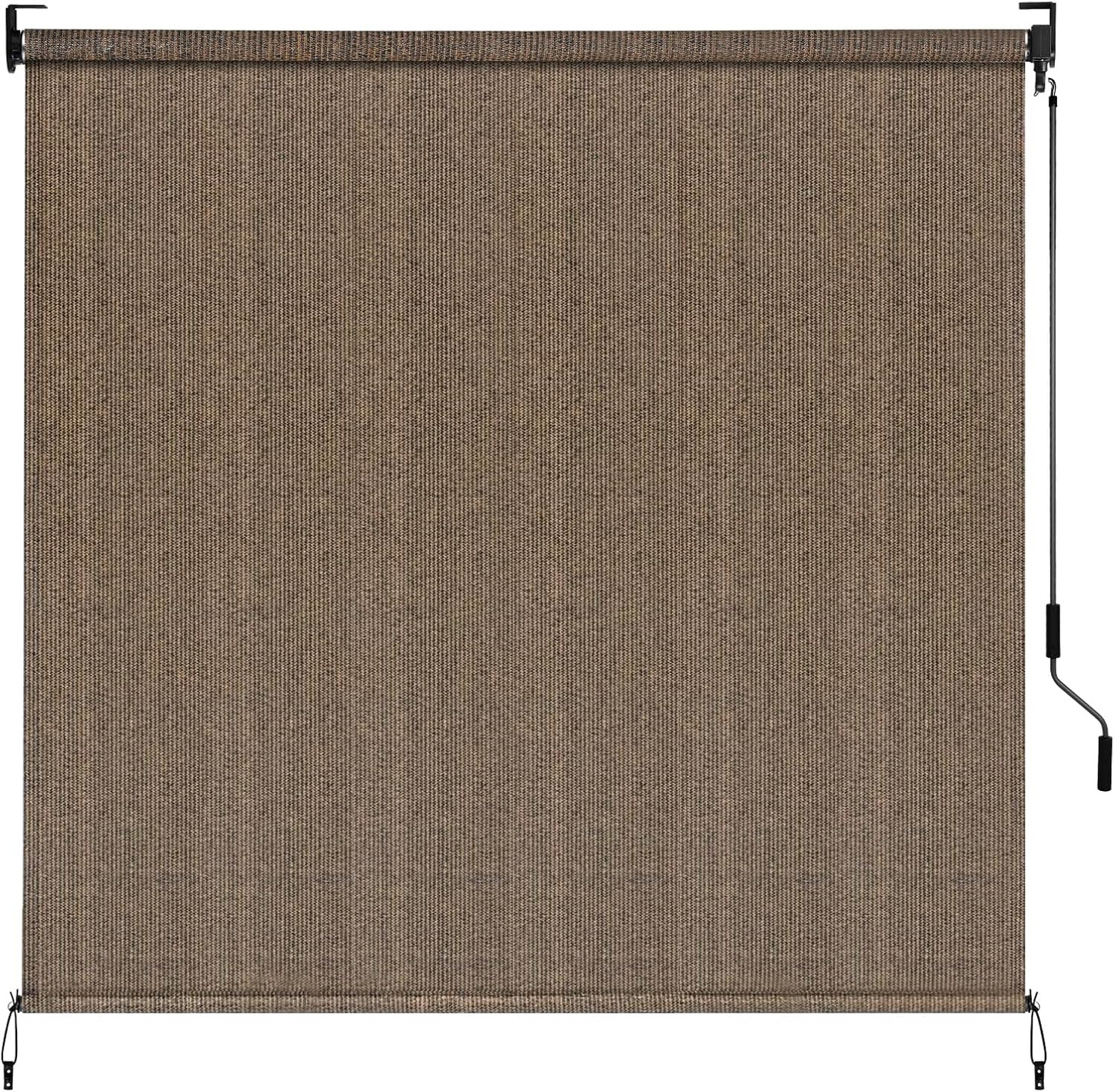LIFERUN Outdoor Roller Sun Shade 8' W x 6' H, HDPE Shade Cloth, Aluminum Tube with Cordless Wand Crank Operation, Sunshade for Outdoor Pergola Patio, Porch, and Garden