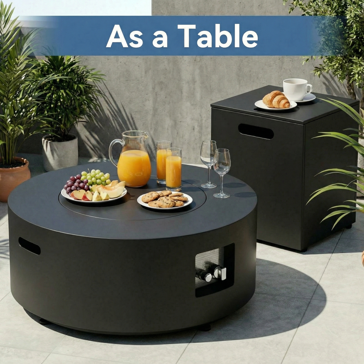 LIFERUN 30in Outdoor Propane Fire Pit Table,2 in 1 Round Gas Fire Pit Table,50,000 BTU,Rain Cover, for Patio,Deck,Backyard,Garden,Pool, Black