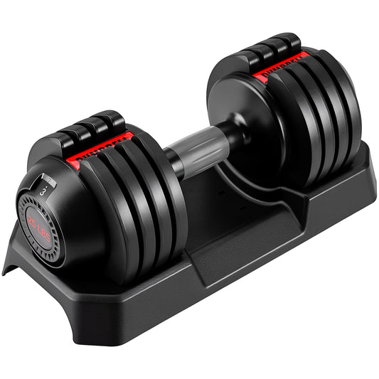 LIFERUN Adjustable Dumbbells Set with 5 Weight Levels, Single 25 LB Dumbbells with Storage Base, 1-Second Dial Adjustment, Space Saving for Men & Women, for Beginners & Body Shaping Home Training