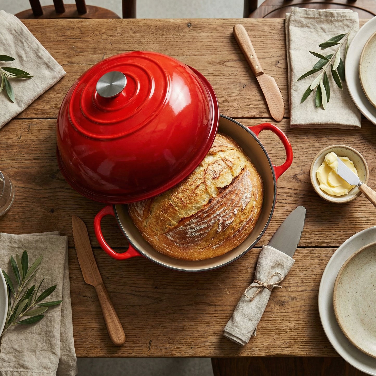 LIFERUN 6qt Enameled Dutch Oven Cast Iron for Bread Baking, Dome-Shaped Bread Oven Pot, Non-stick, Easy Clean