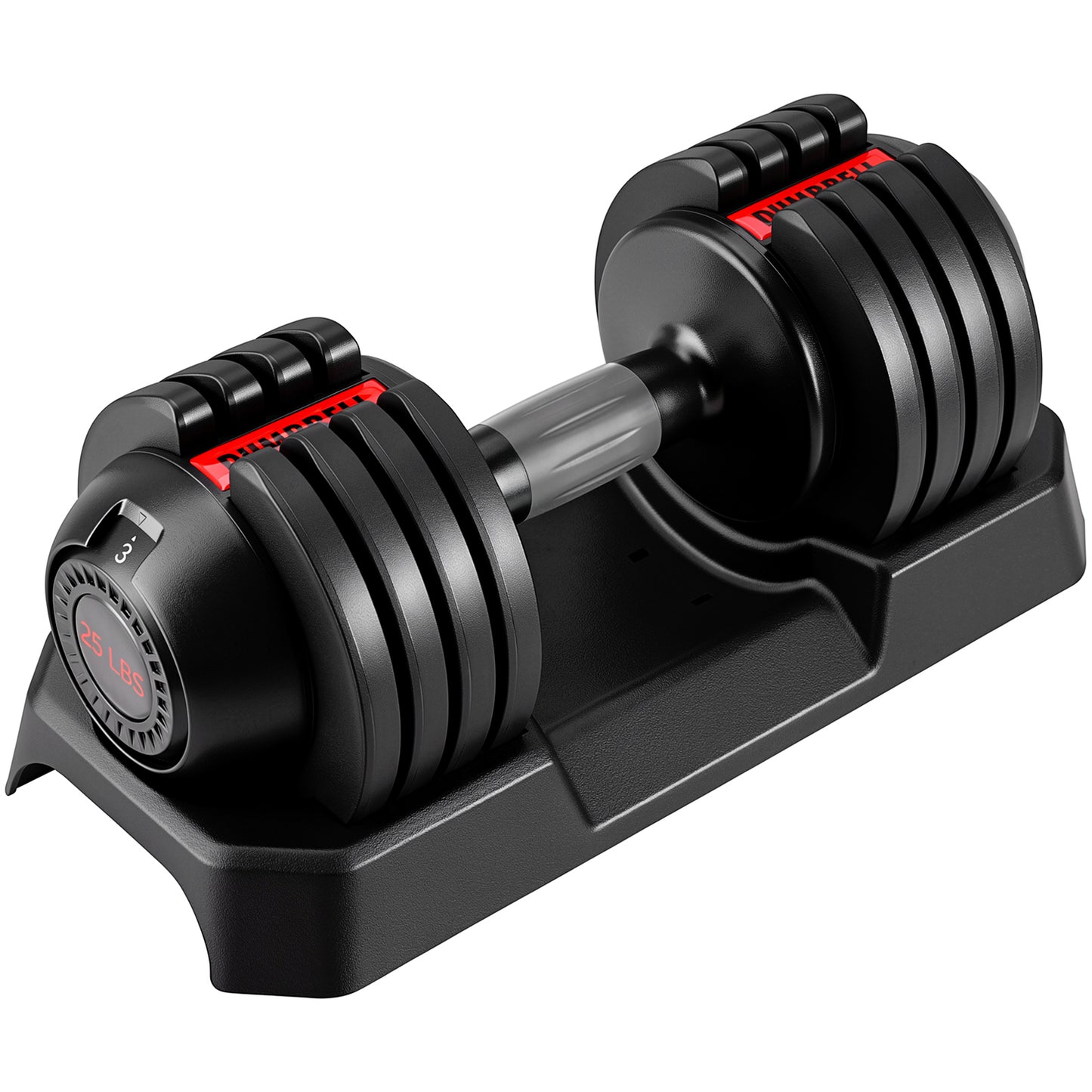 LIFERUN Adjustable Dumbbells Set with 5 Weight Levels, Single 25 LB Dumbbells with Storage Base, 1-Second Dial Adjustment, Space Saving for Men & Women, for Beginners & Body Shaping Home Training