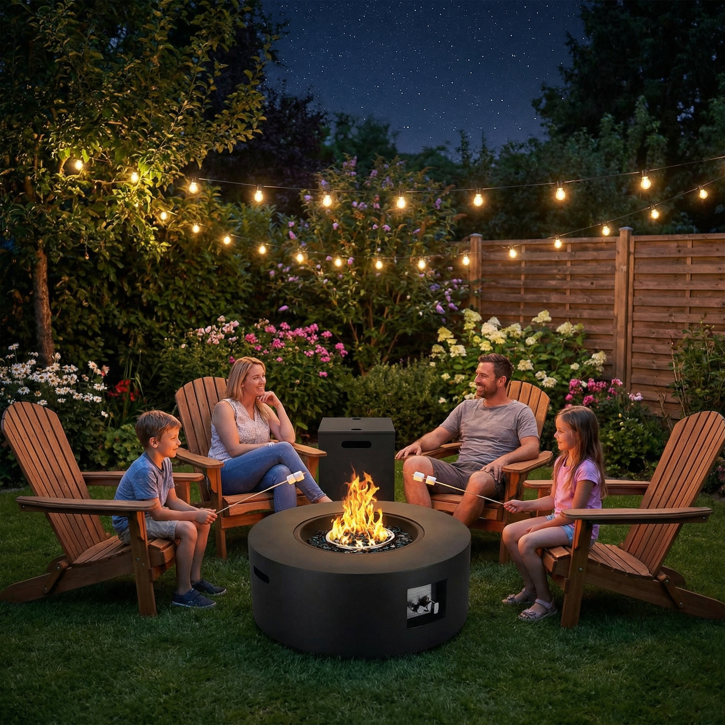 LIFERUN 30in Outdoor Propane Fire Pit Table,2 in 1 Round Gas Fire Pit Table,50,000 BTU,Rain Cover, for Patio,Deck,Backyard,Garden,Pool, Black
