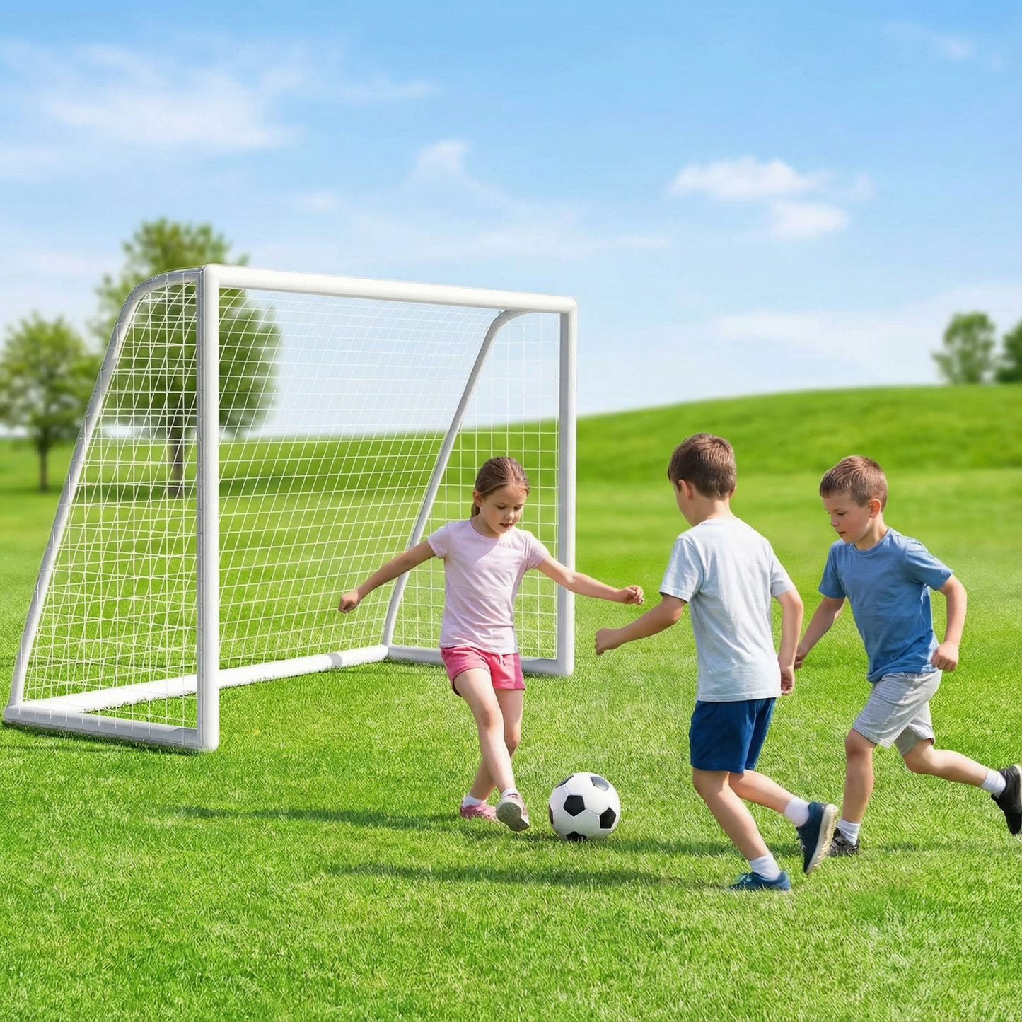LIFERUN 10 x 6.5ft Soccer Goal Net for Backyard, Weatherproof UPVC  Frame, with Carry Bag, Portable soccer net for Kids & Adults Outdoor Soccer Training