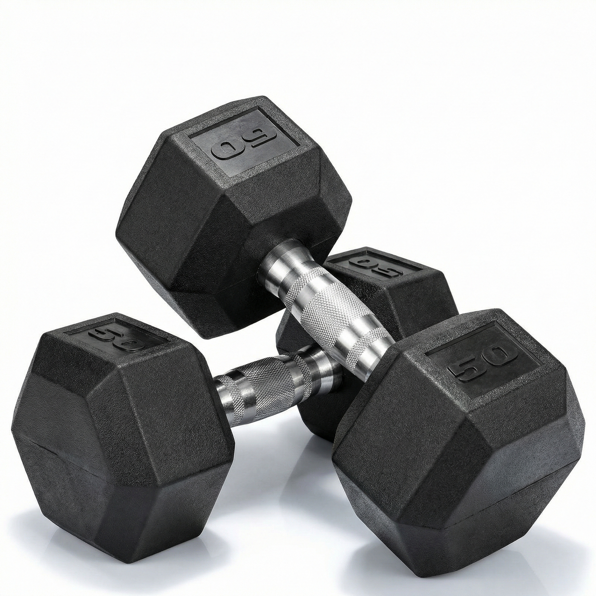 LIFERUN Rubber Coated Cast Iron Dumbbells, Hex Dumbbell Set of 2, Weight 60 lb, Strength Training Weight Set Home Gym