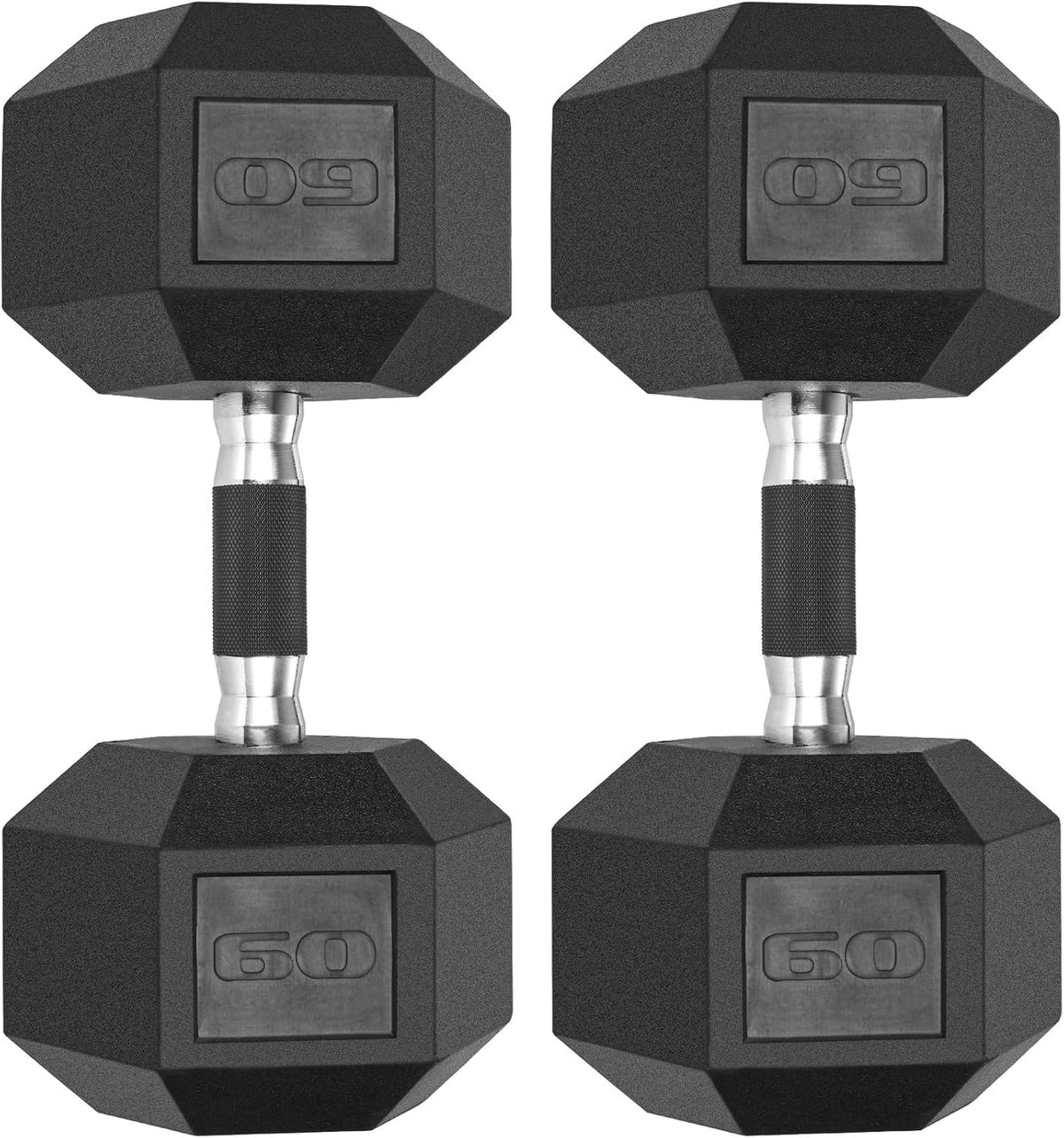 LIFERUN Rubber Grip Hex Dumbbells, 65lb, Coated Cast Iron Free Weights Dumbbell Set,Set of 2
