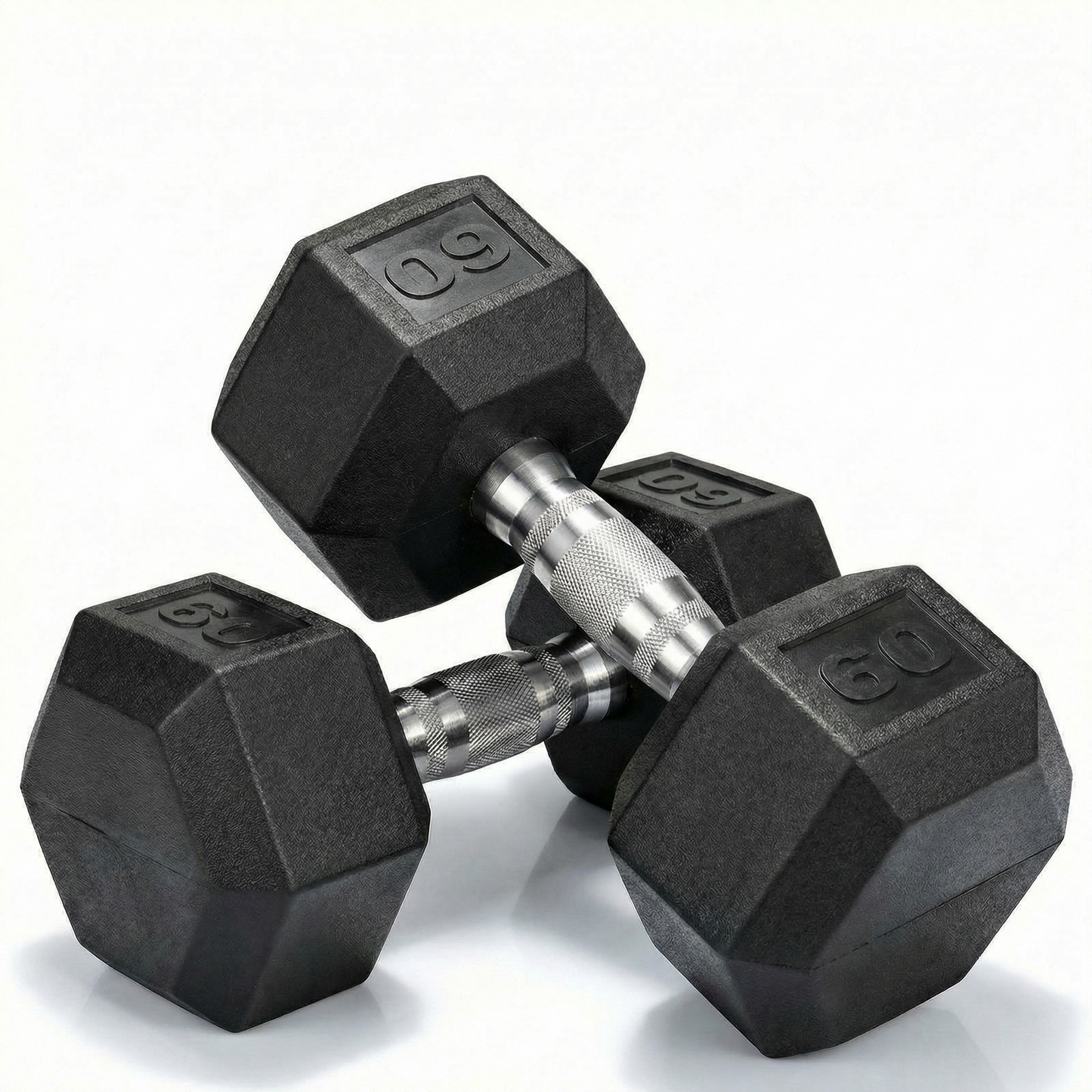LIFERUN Rubber Coated Cast Iron Dumbbells, Hex Dumbbell Set of 2, Weight 60 lb, Strength Training Weight Set Home Gym