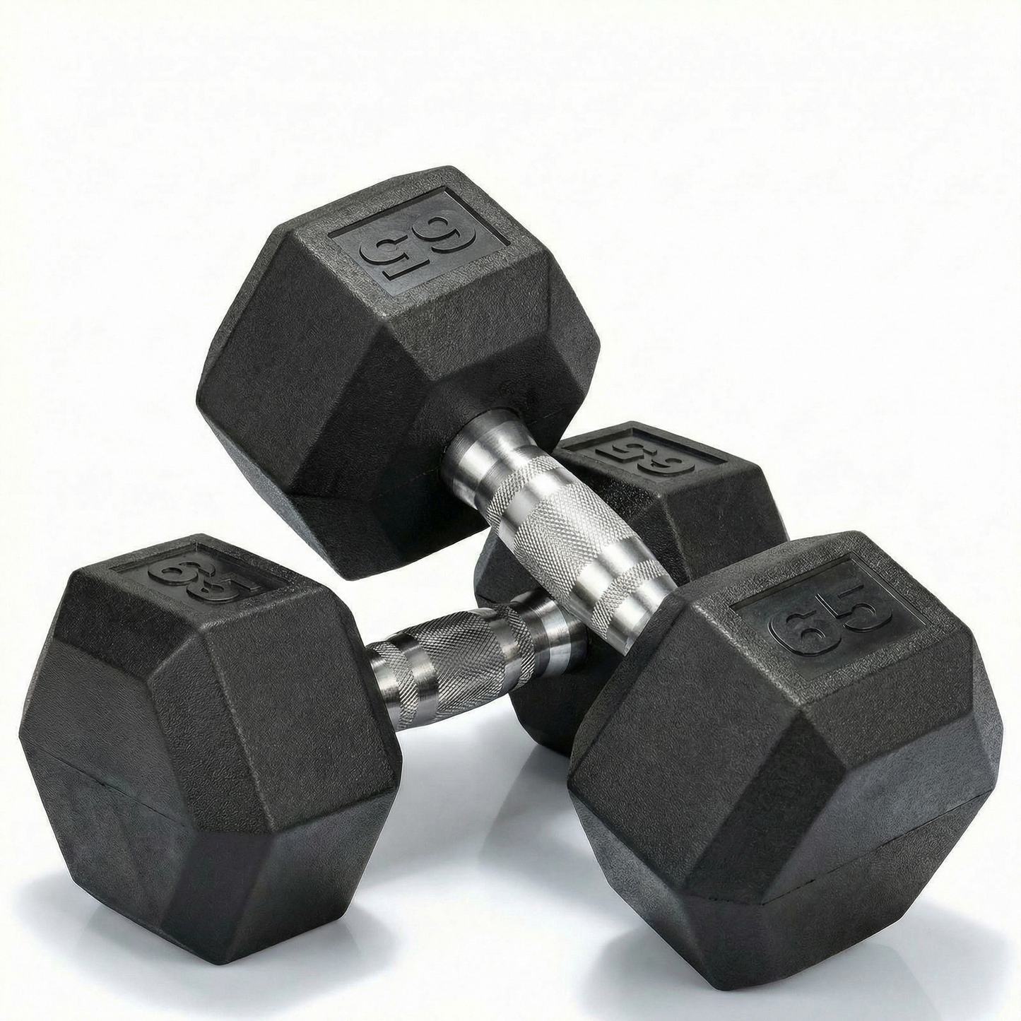 LIFERUN Rubber Coated Cast Iron Dumbbells, Hex Dumbbell Set of 2, Weight 60 lb, Strength Training Weight Set Home Gym