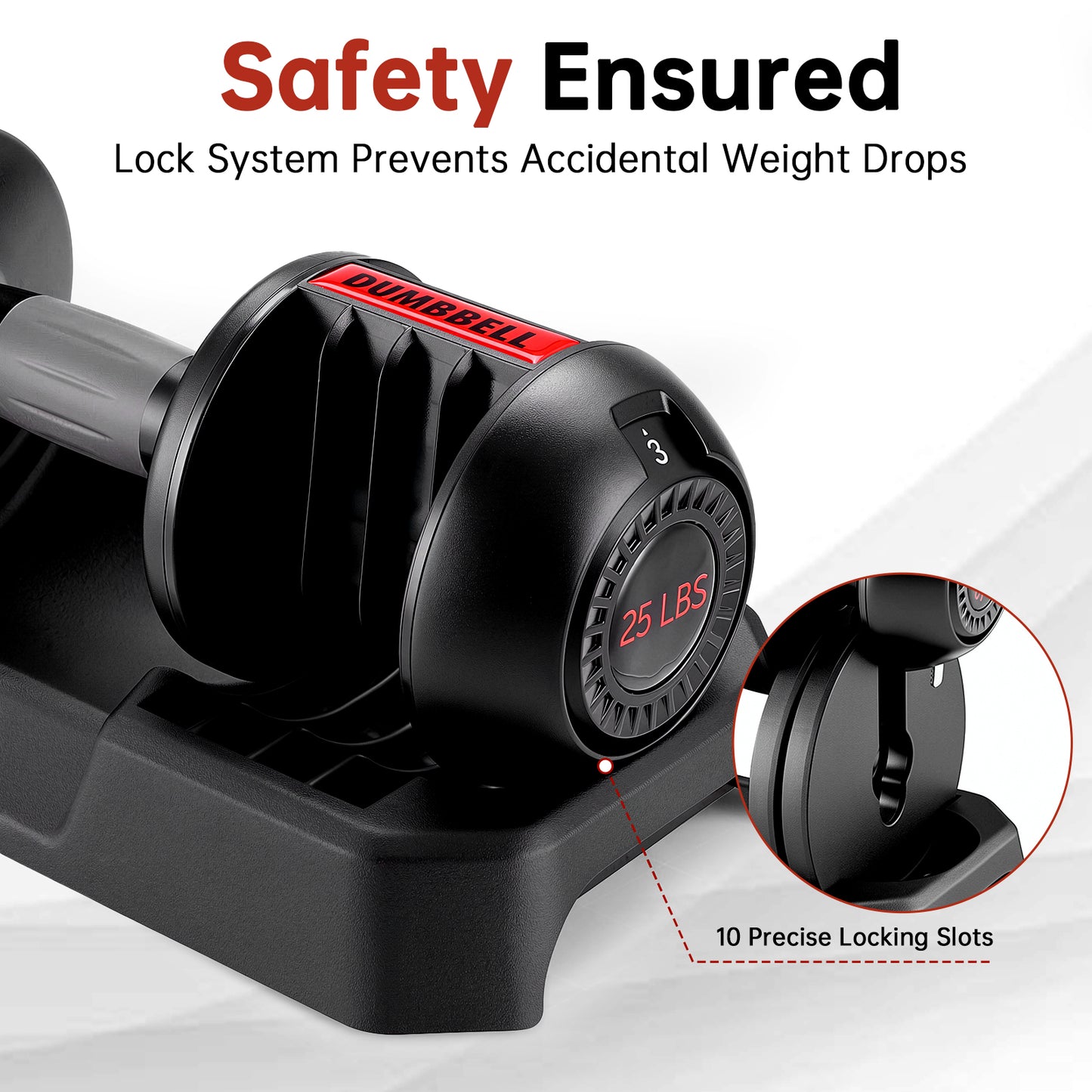 LIFERUN Adjustable Dumbbells Set with 5 Weight Levels, 25 LB Dumbbells with Storage Base, 1-Second Dial Adjustment, Space Saving for Men & Women, for Beginners & Body Shaping Home Training