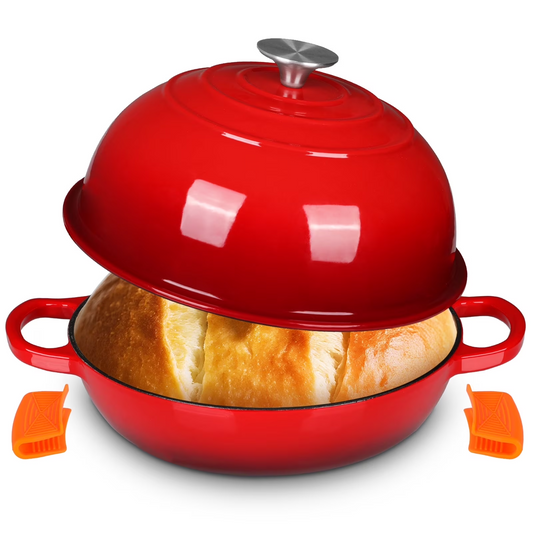 LIFERUN 6qt Enameled Dutch Oven Cast Iron for Bread Baking, Dome-Shaped Bread Oven Pot, Non-stick, Easy Clean