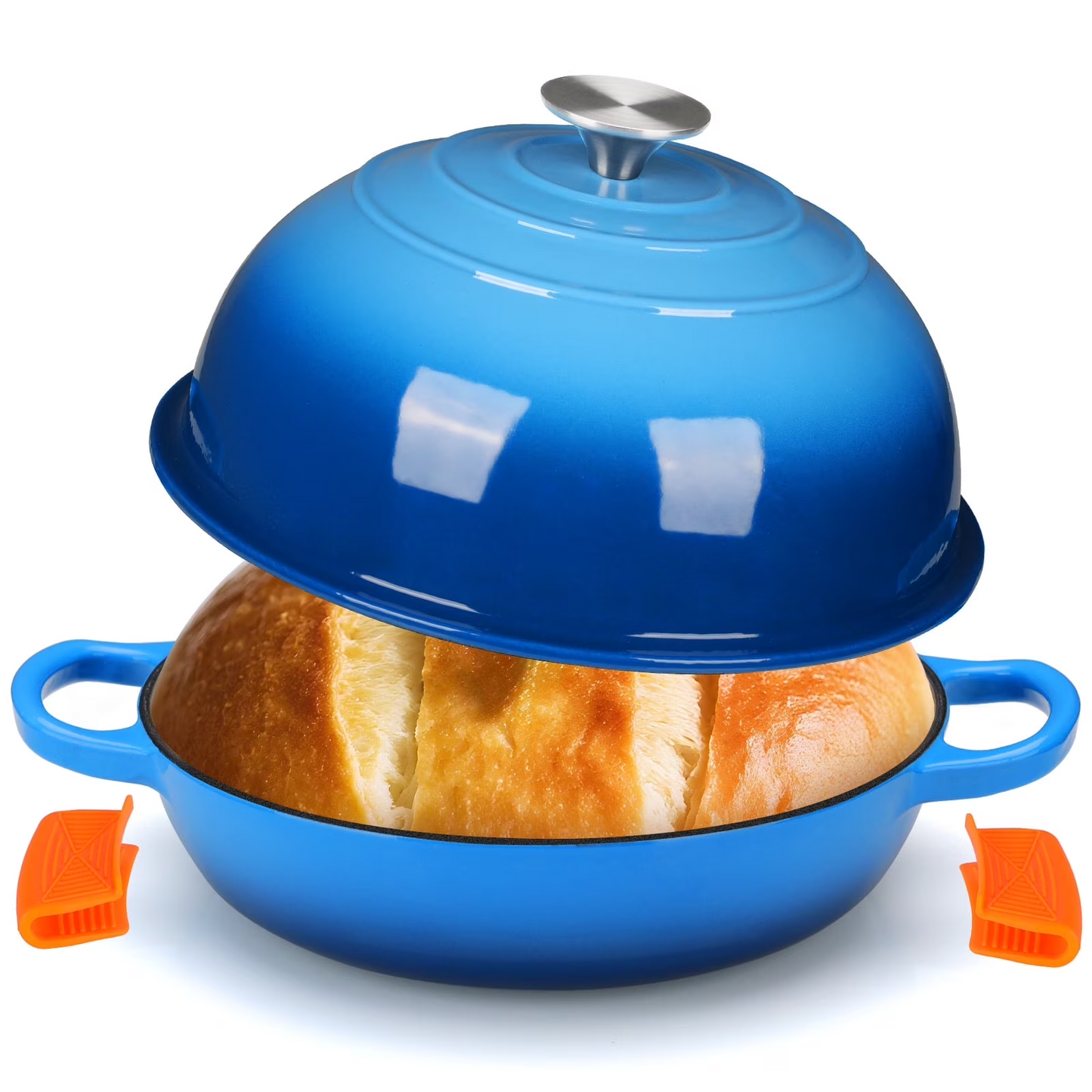 LIFERUN 6qt Enameled Dutch Oven Cast Iron for Bread Baking, Dome-Shaped Bread Oven Pot, Non-stick, Easy Clean