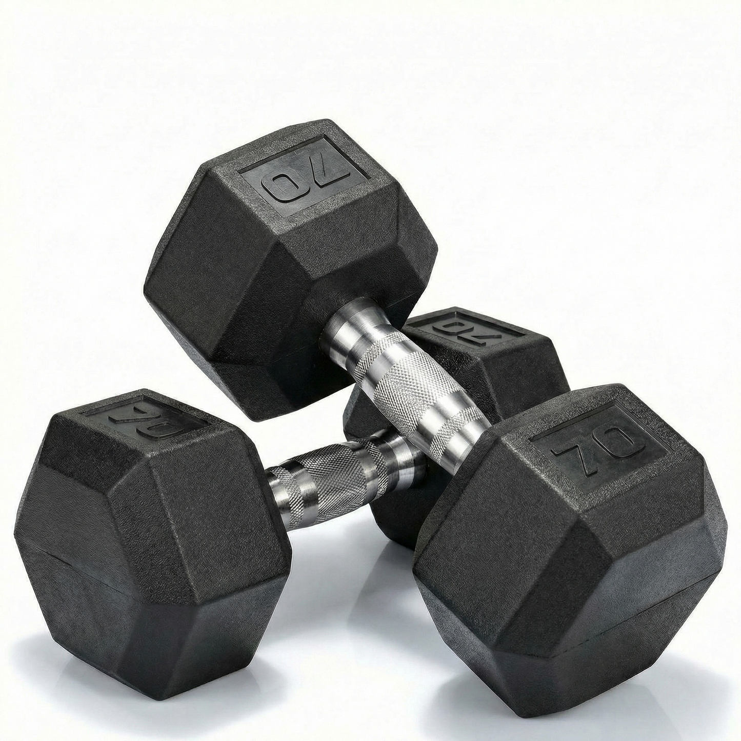 LIFERUN Rubber Coated Cast Iron Dumbbells, Hex Dumbbell Set of 2, Weight 60 lb, Strength Training Weight Set Home Gym