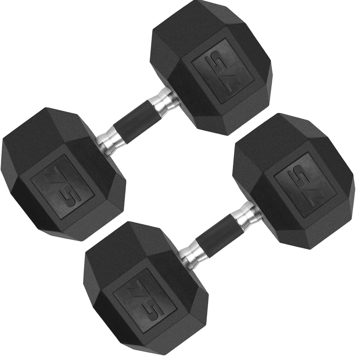 LIFERUN Rubber Grip Hex Dumbbells, 65lb, Coated Cast Iron Free Weights Dumbbell Set,Set of 2
