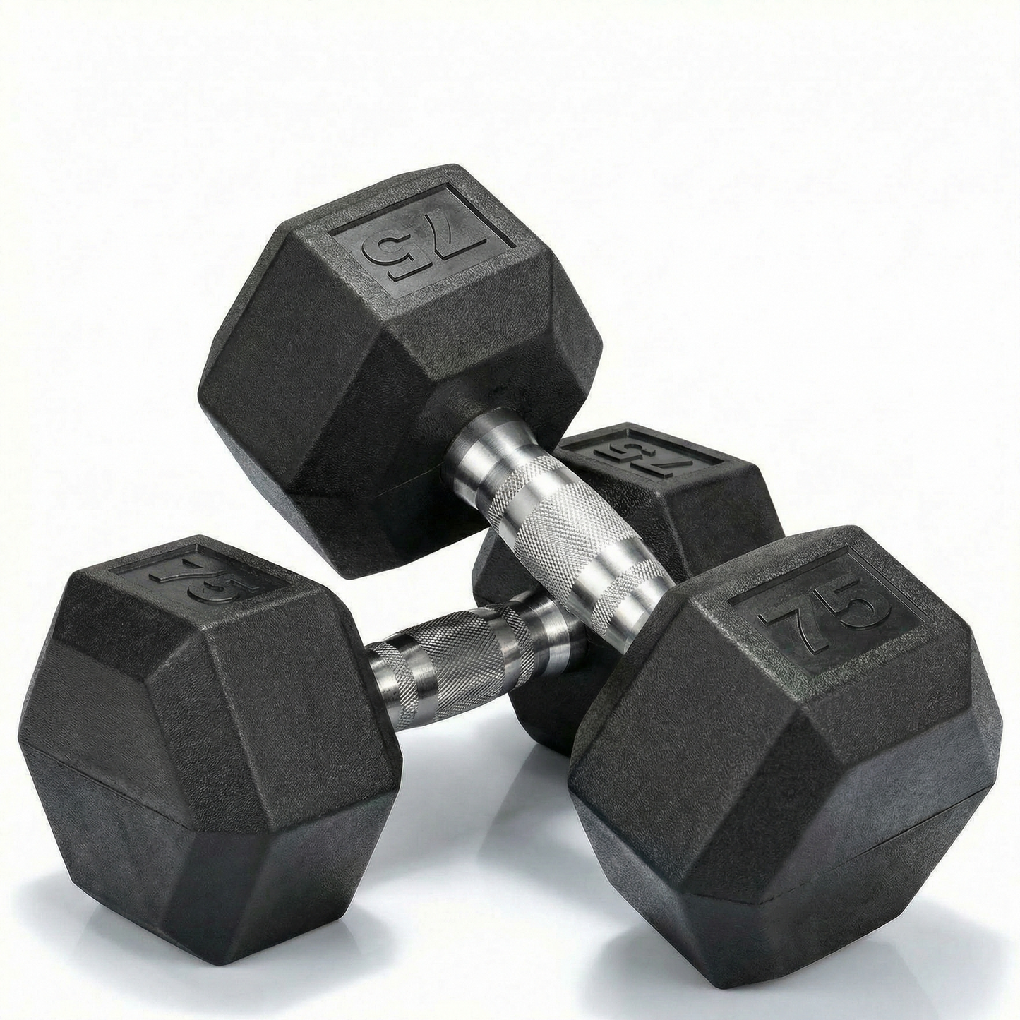 LIFERUN Rubber Coated Cast Iron Dumbbells, Hex Dumbbell Set of 2, Weight 60 lb, Strength Training Weight Set Home Gym