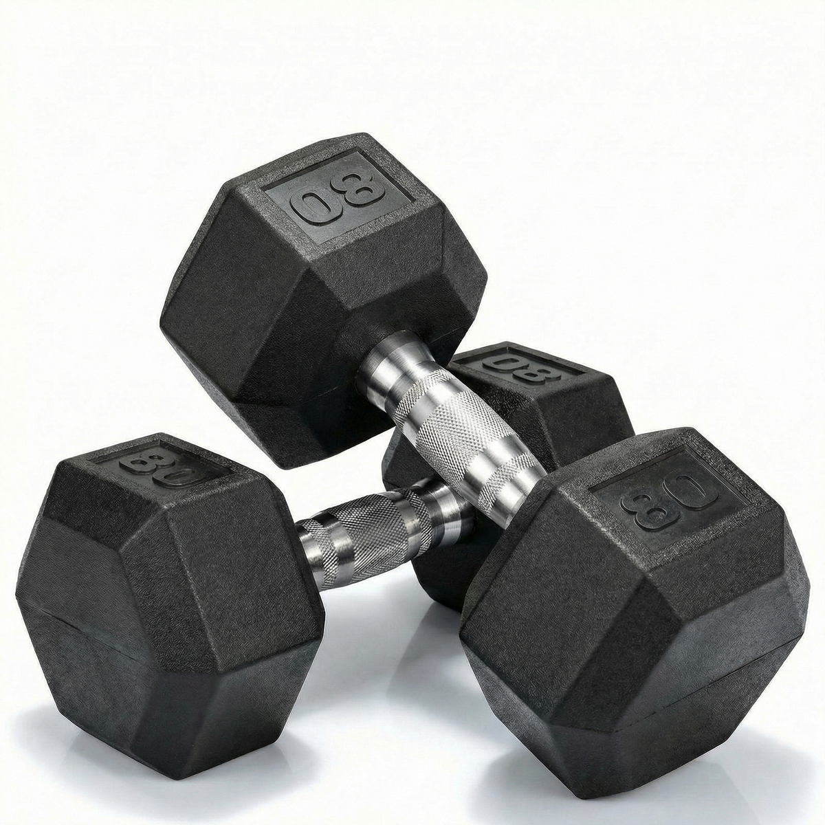 LIFERUN Rubber Coated Cast Iron Dumbbells, Hex Dumbbell Set of 2, Weight 60 lb, Strength Training Weight Set Home Gym