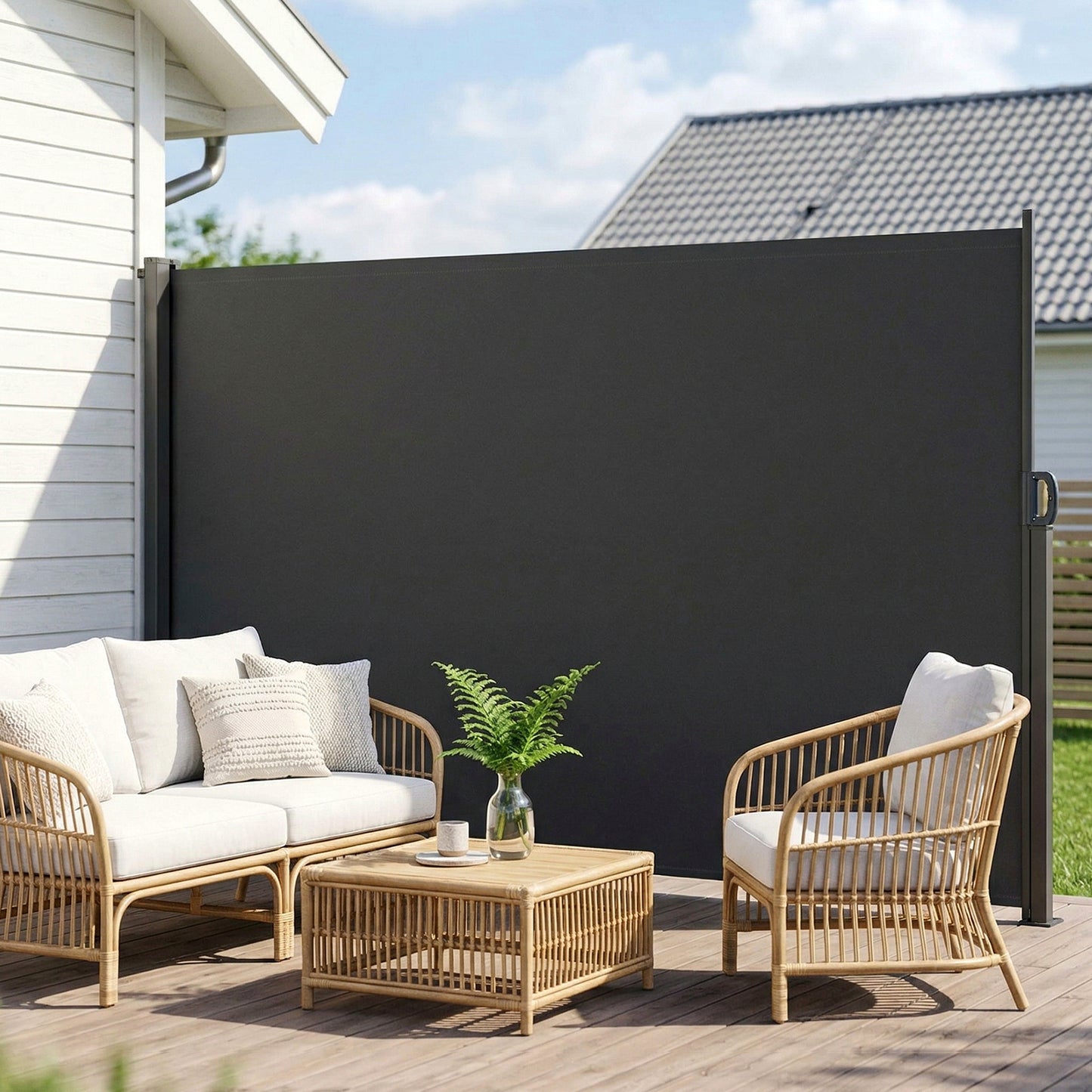LIFERUN 118" x 71" Retractable Side Awning, Patio Side Screen, UV Resistant, Waterproof, Patio Privacy Screen for Garden, Balcony, Courtyard
