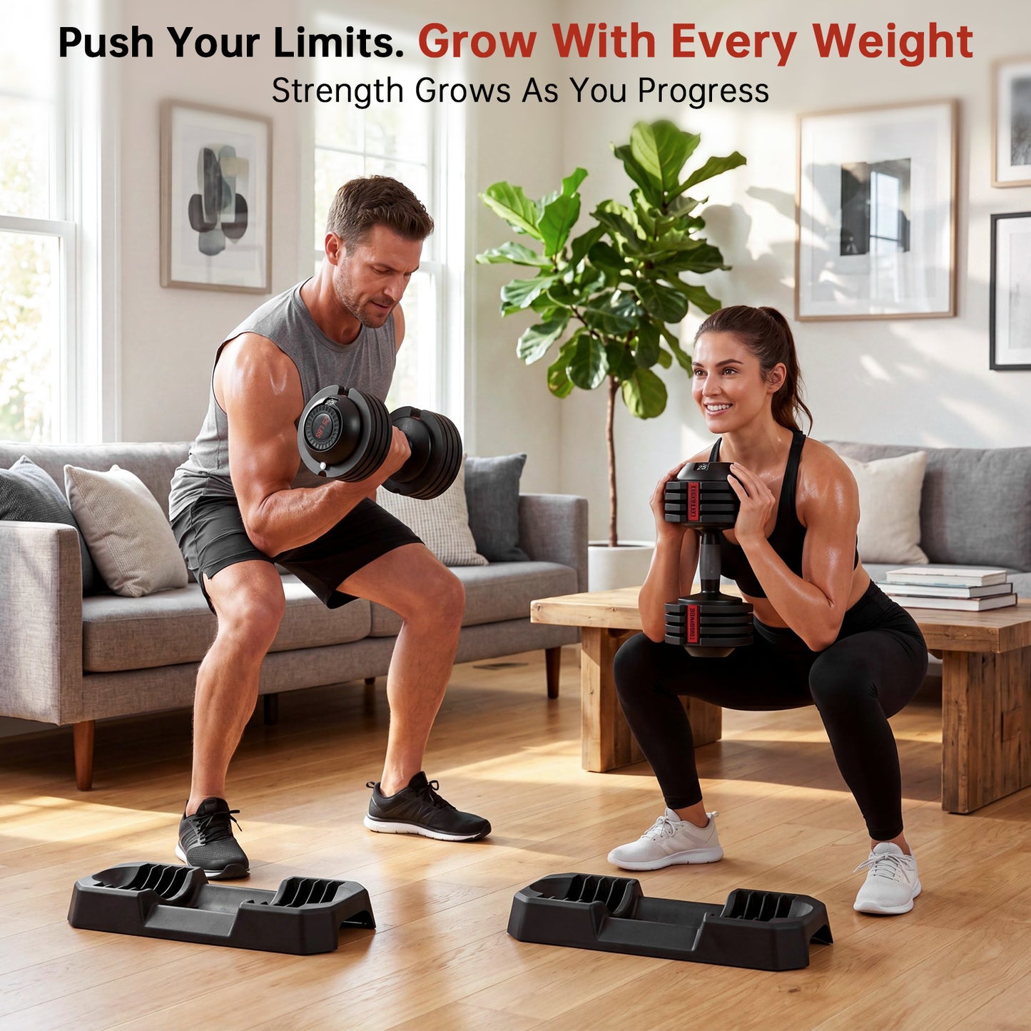 LIFERUN Adjustable Dumbbells Set with 5 Weight Levels, 25 LB Dumbbells with Storage Base, 1-Second Dial Adjustment, Space Saving for Men & Women, for Beginners & Body Shaping Home Training