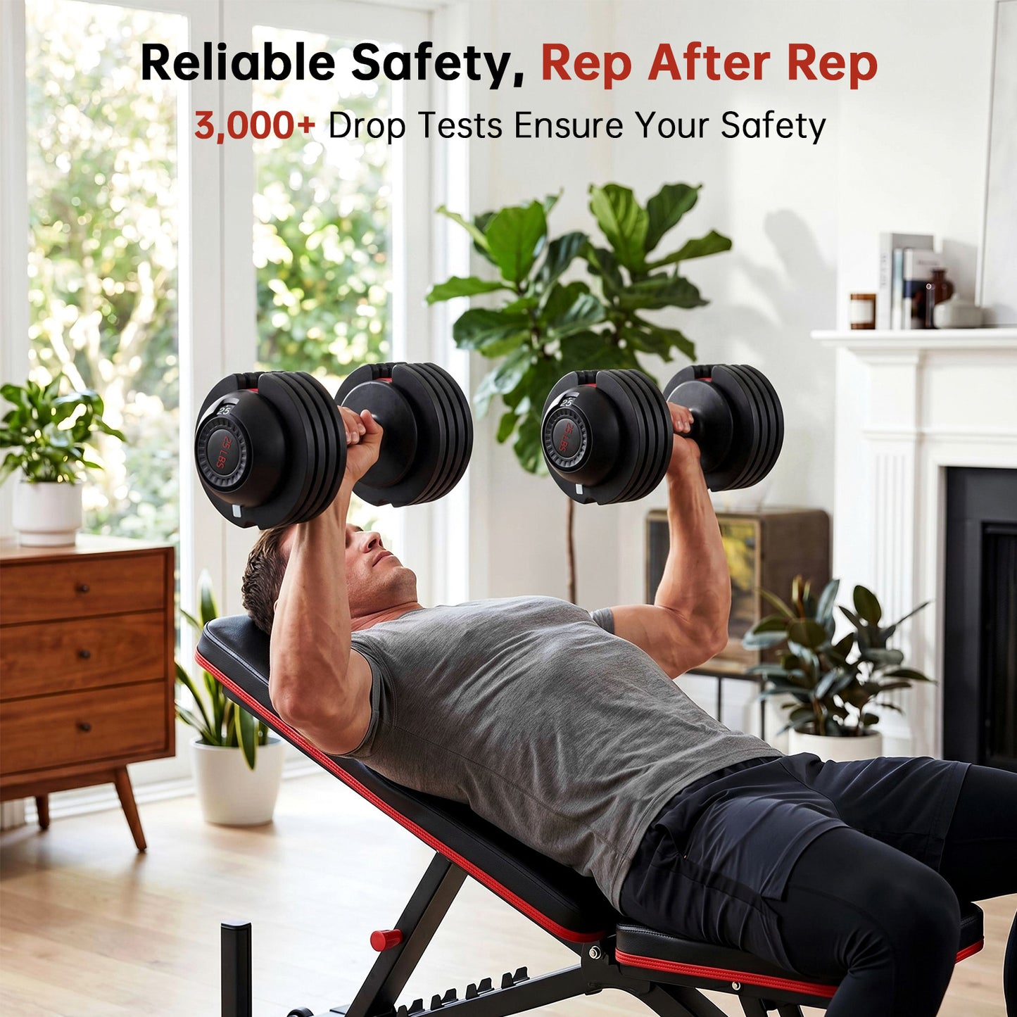 LIFERUN Adjustable Dumbbells Set with 5 Weight Levels, 25 LB Dumbbells with Storage Base, 1-Second Dial Adjustment, Space Saving for Men & Women, for Beginners & Body Shaping Home Training