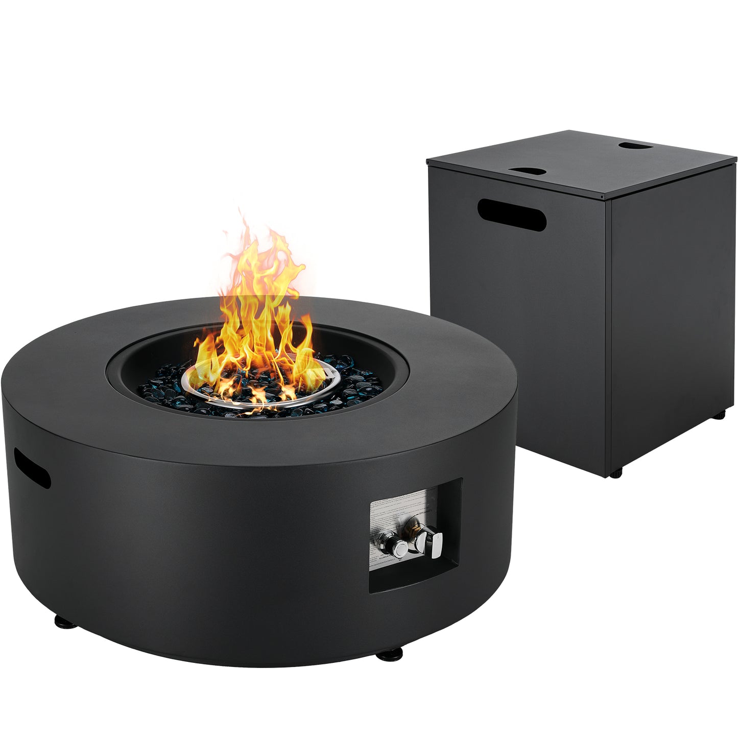 LIFERUN 30in Outdoor Propane Fire Pit Table,2 in 1 Round Gas Fire Pit Table,50,000 BTU,Rain Cover, for Patio,Deck,Backyard,Garden,Pool, Black