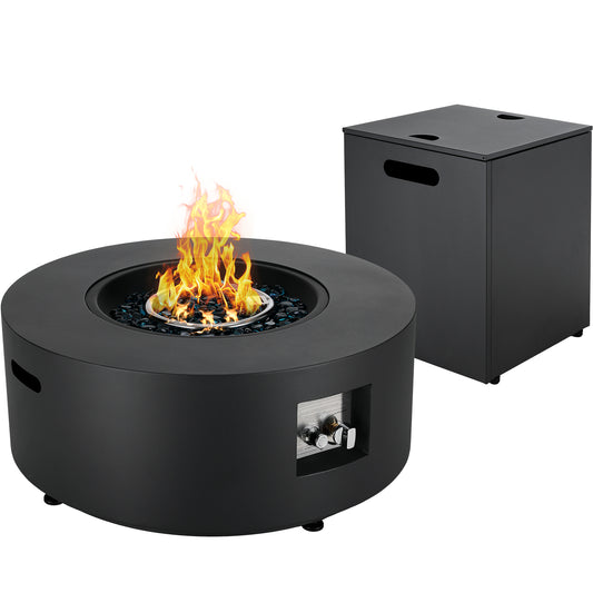 LIFERUN 30in Outdoor Propane Fire Pit Table,2 in 1 Round Gas Fire Pit Table,50,000 BTU,Rain Cover, for Patio,Deck,Backyard,Garden,Pool, Black