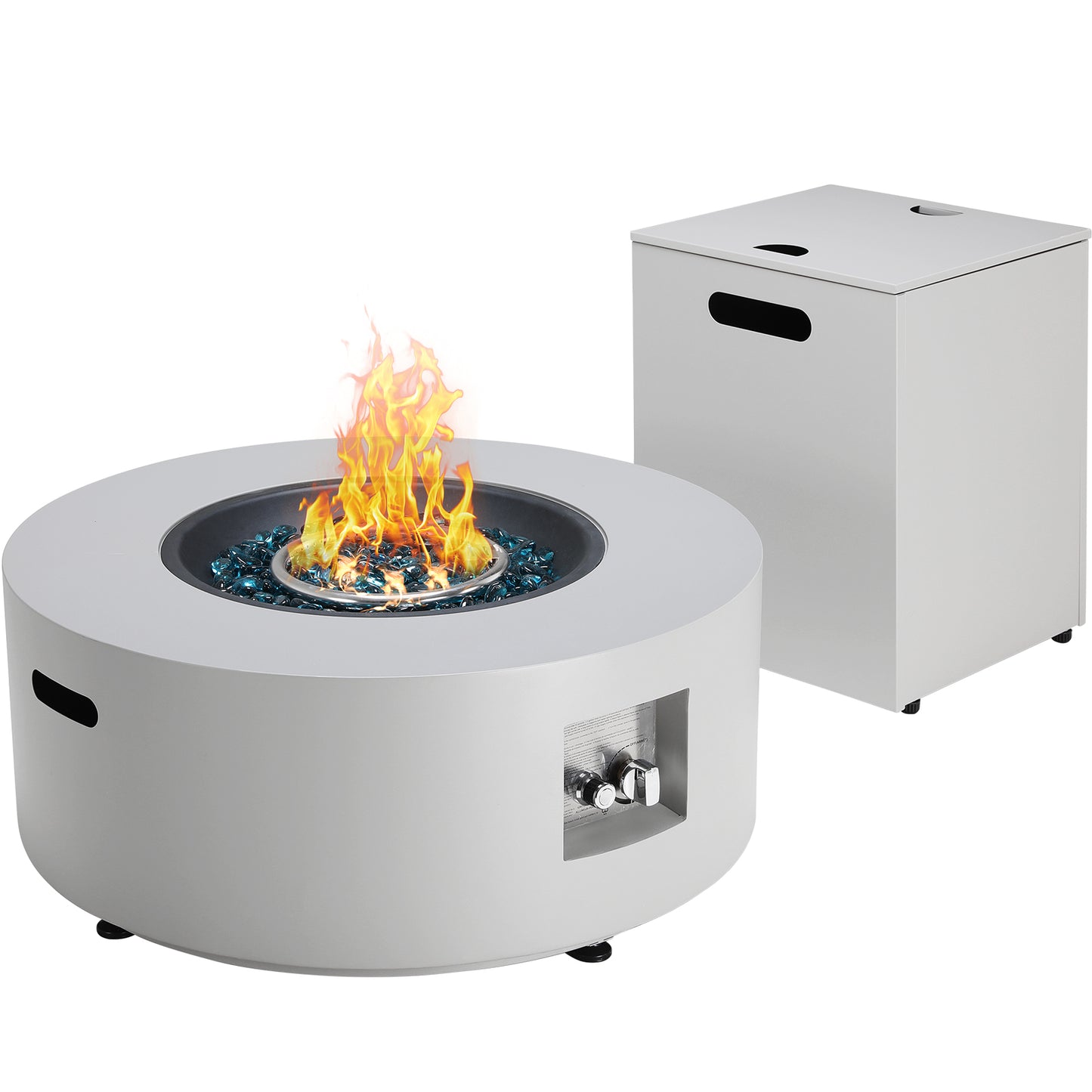 LIFERUN 30in Outdoor Propane Fire Pit Table,2 in 1 Round Gas Fire Pit Table,50,000 BTU,Rain Cover, for Patio,Deck,Backyard,Garden,Pool, Black