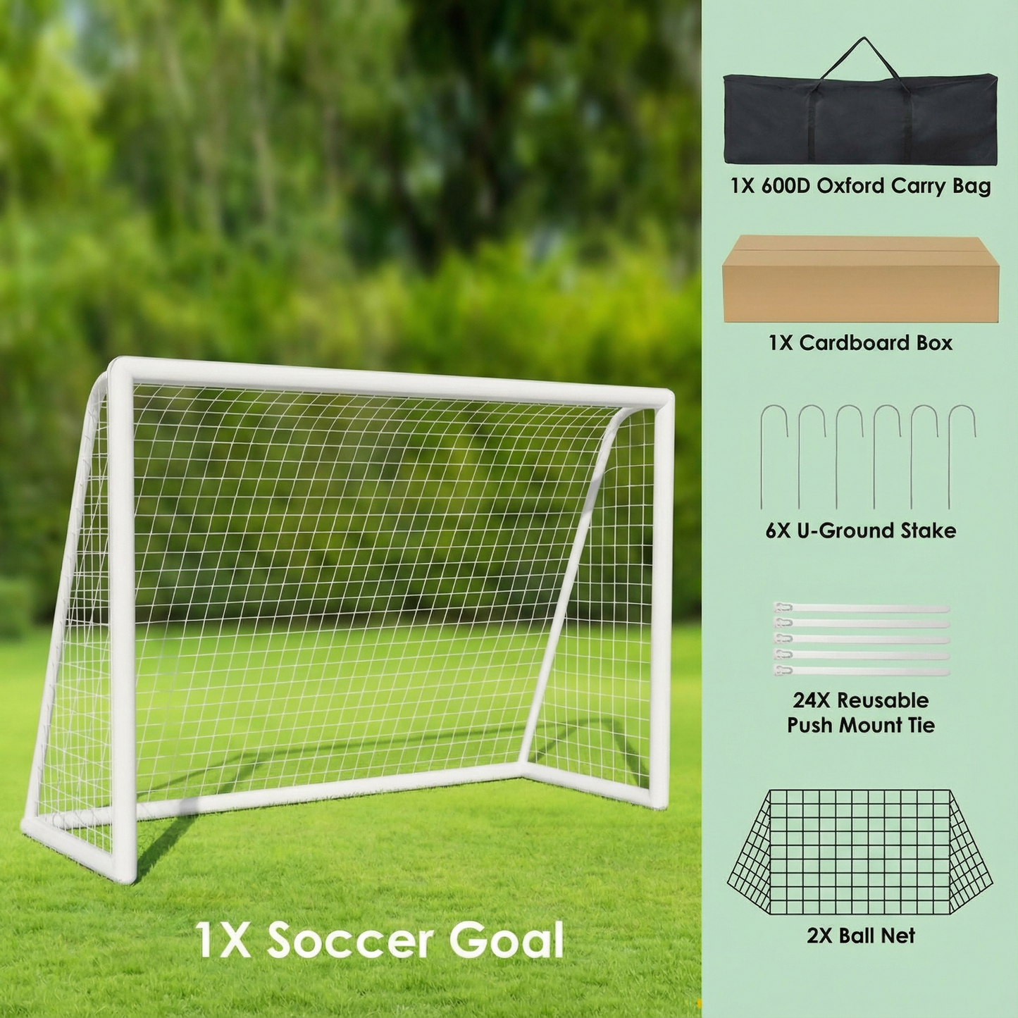 LIFERUN 10 x 6.5ft Soccer Goal Net for Backyard, Weatherproof UPVC  Frame, with Carry Bag, Portable soccer net for Kids & Adults Outdoor Soccer Training