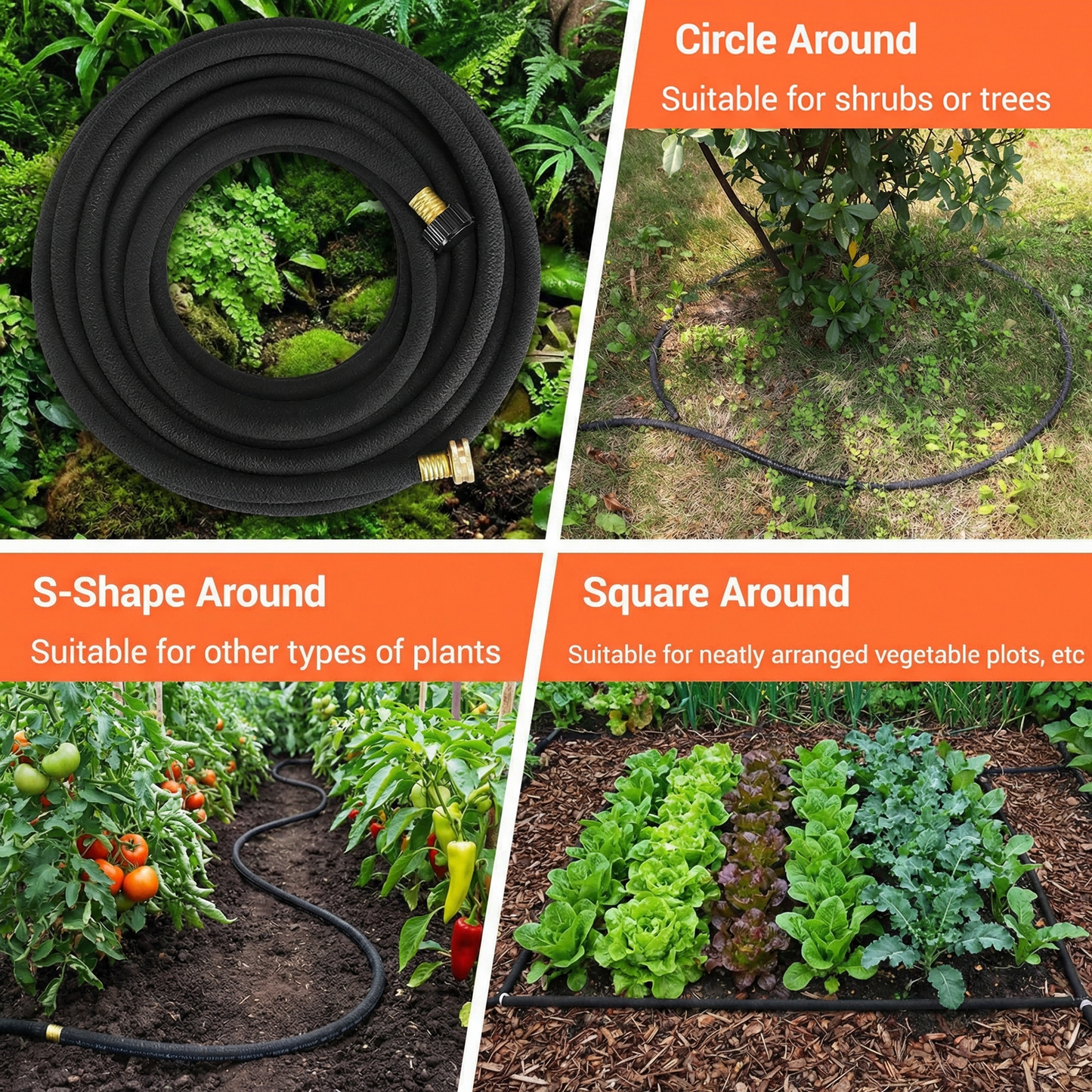 LIFERUN Soaker Hose 50 ft 1/2", Rubber, Solid Brass Connectors, Heavy Duty Drip Hose to Save 70% Water, Soaker Hose for Garden, Lawn and Yard