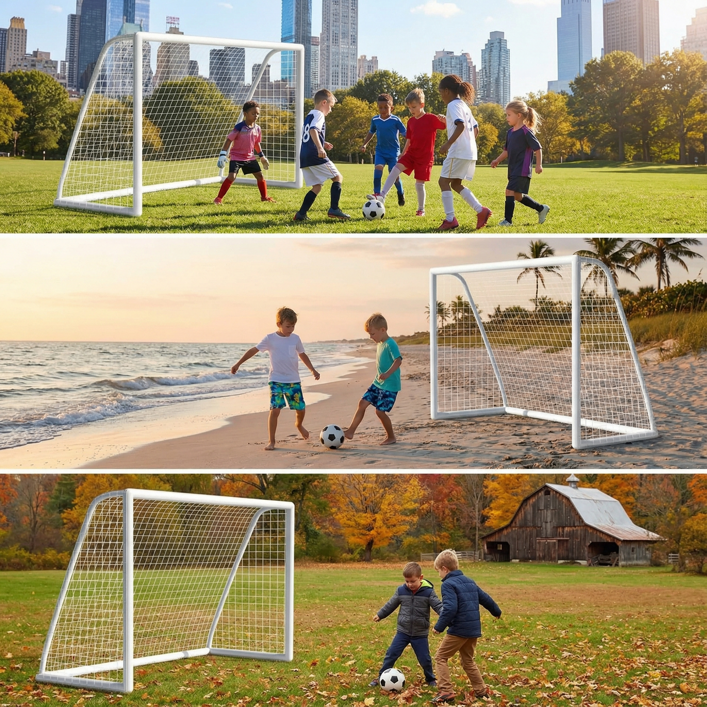 LIFERUN 10 x 6.5ft Soccer Goal Net for Backyard, Weatherproof UPVC  Frame, with Carry Bag, Portable soccer net for Kids & Adults Outdoor Soccer Training